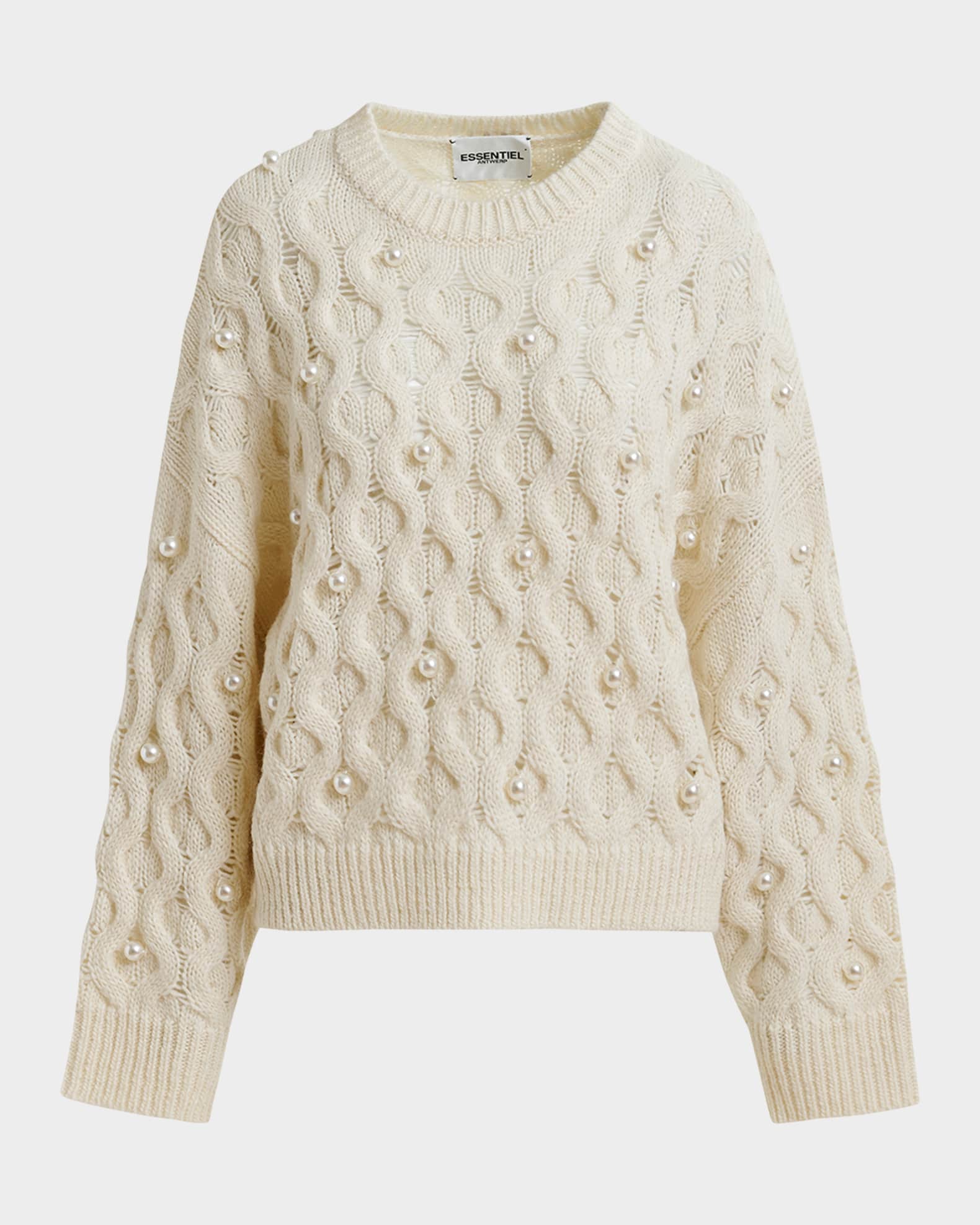 Halpes Embellished Cable-Knit Pullover 0