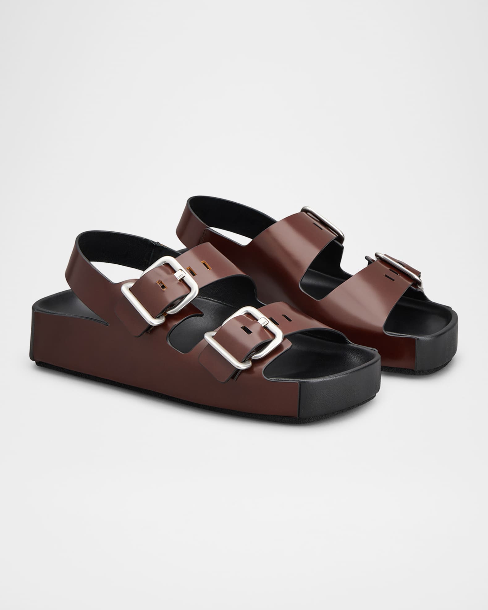 Platform Gomma Dual-Buckle Leather Sandals 1