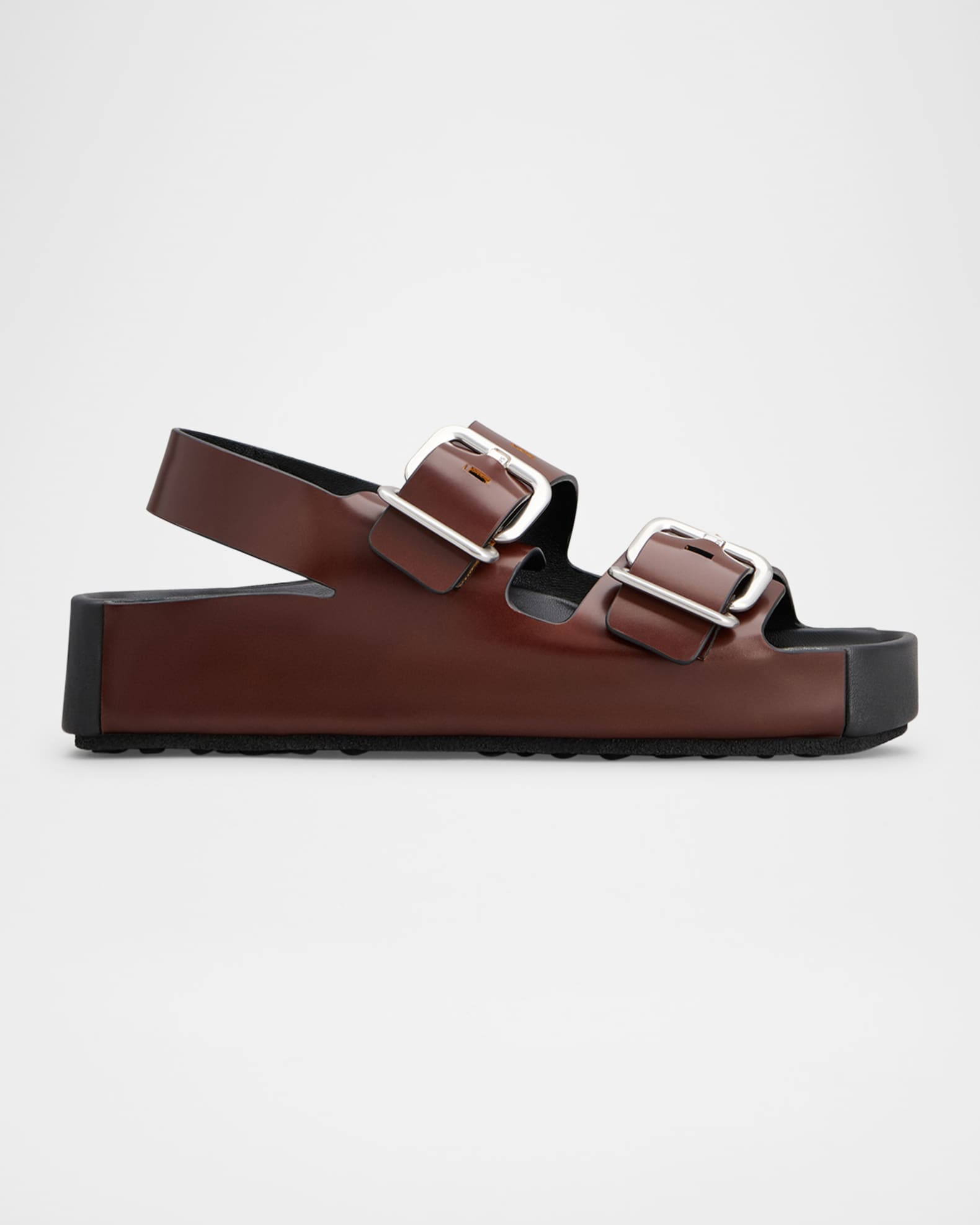 Platform Gomma Dual-Buckle Leather Sandals 0