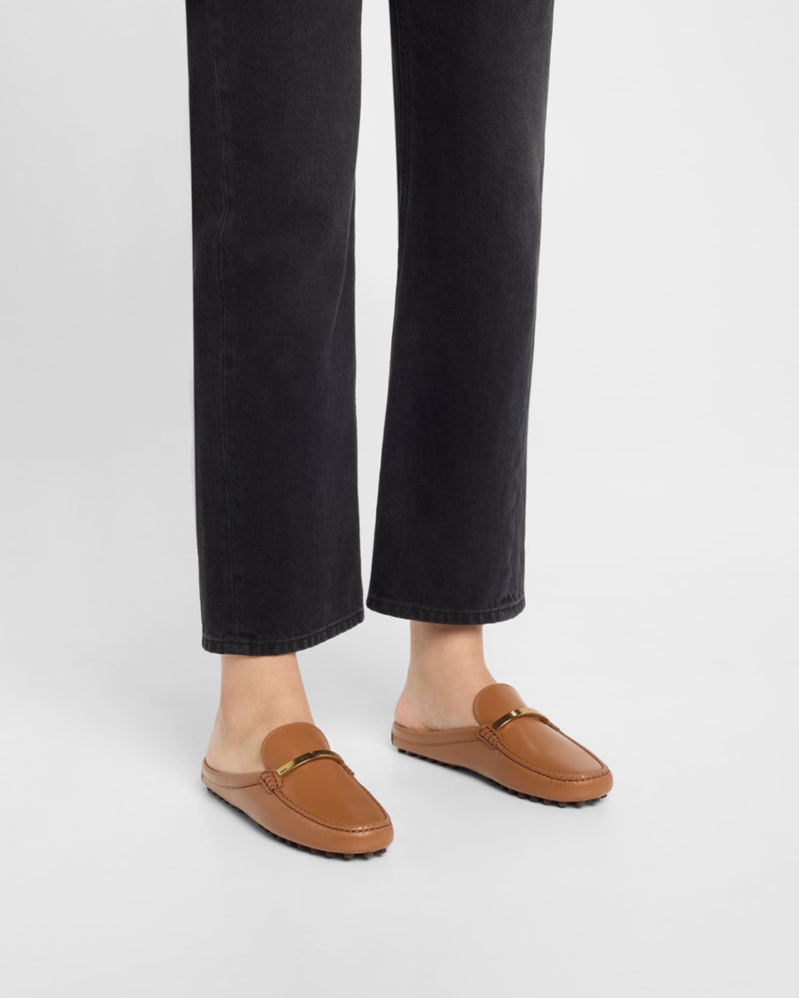 Gommino Leather Bar Driver Loafer Mules 1