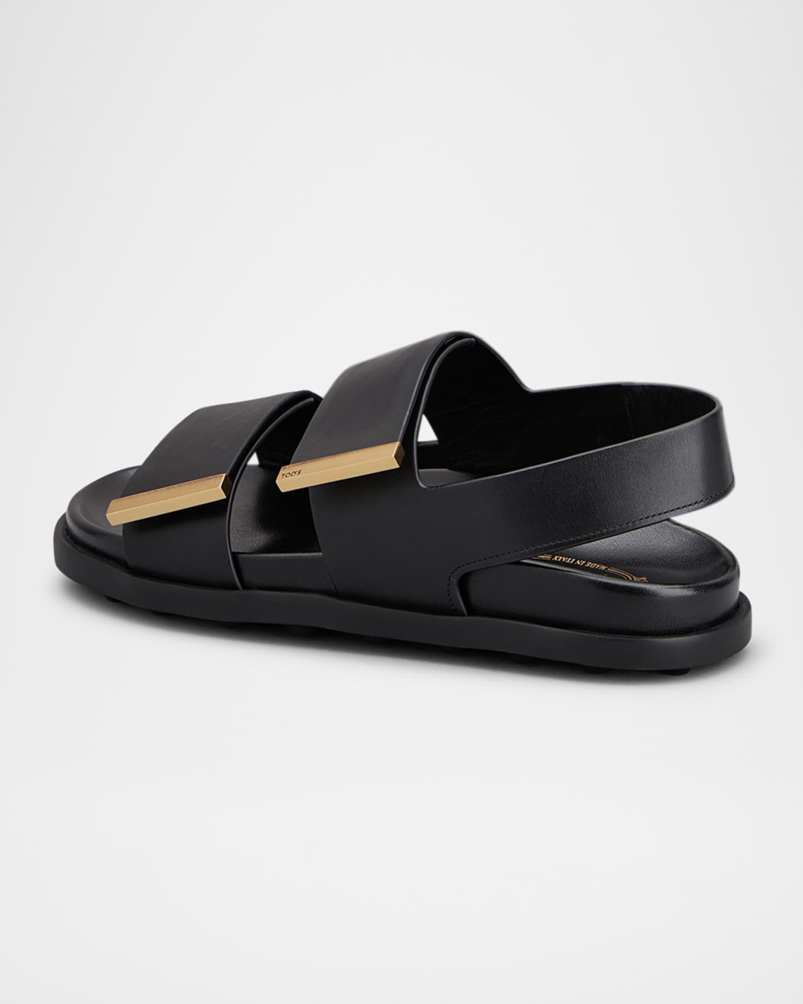 Tod's Gomma Leather Dual-Strap Comfort Sandals | Neiman Marcus