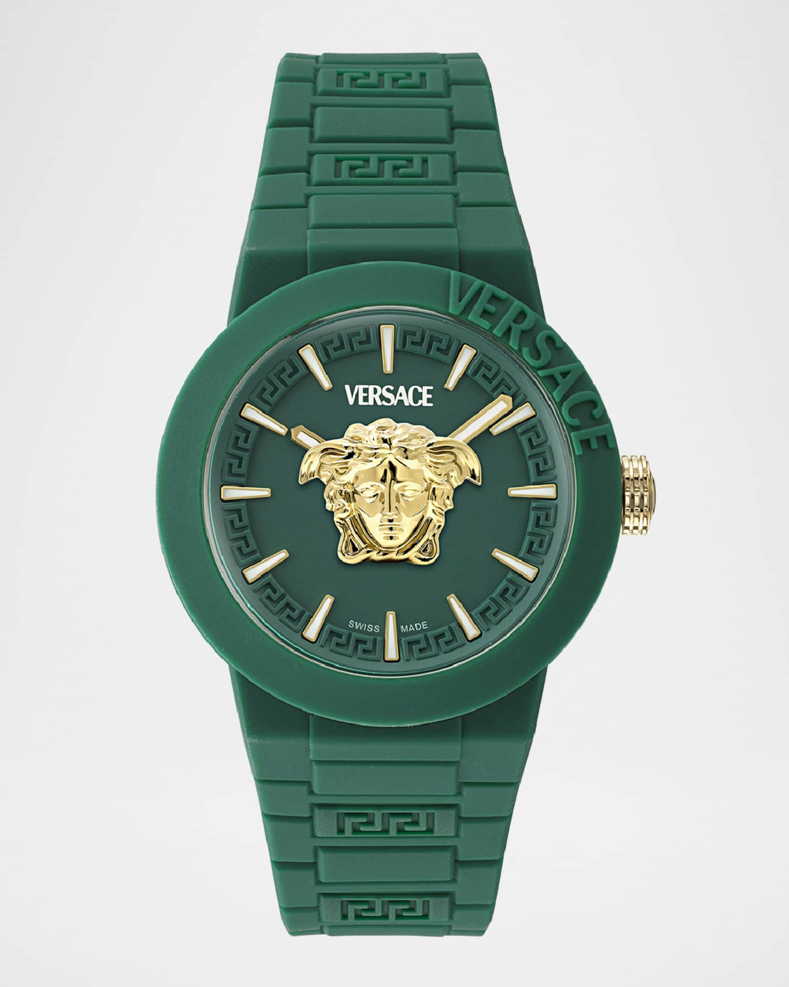 Men s V Pop Green Silicone Watch with Pouch 43mm