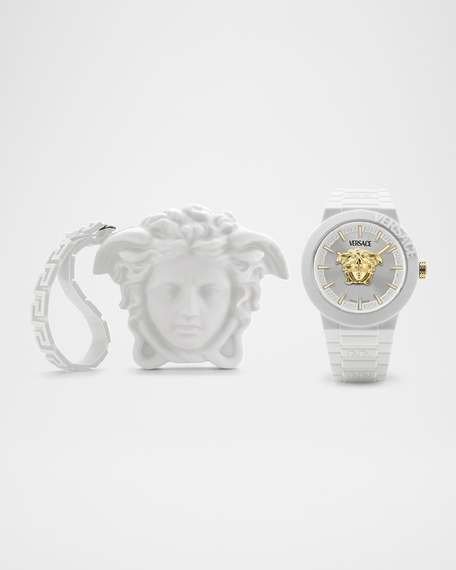 Versace Men's V-Pop White Silicone Watch with Pouch, 43mm