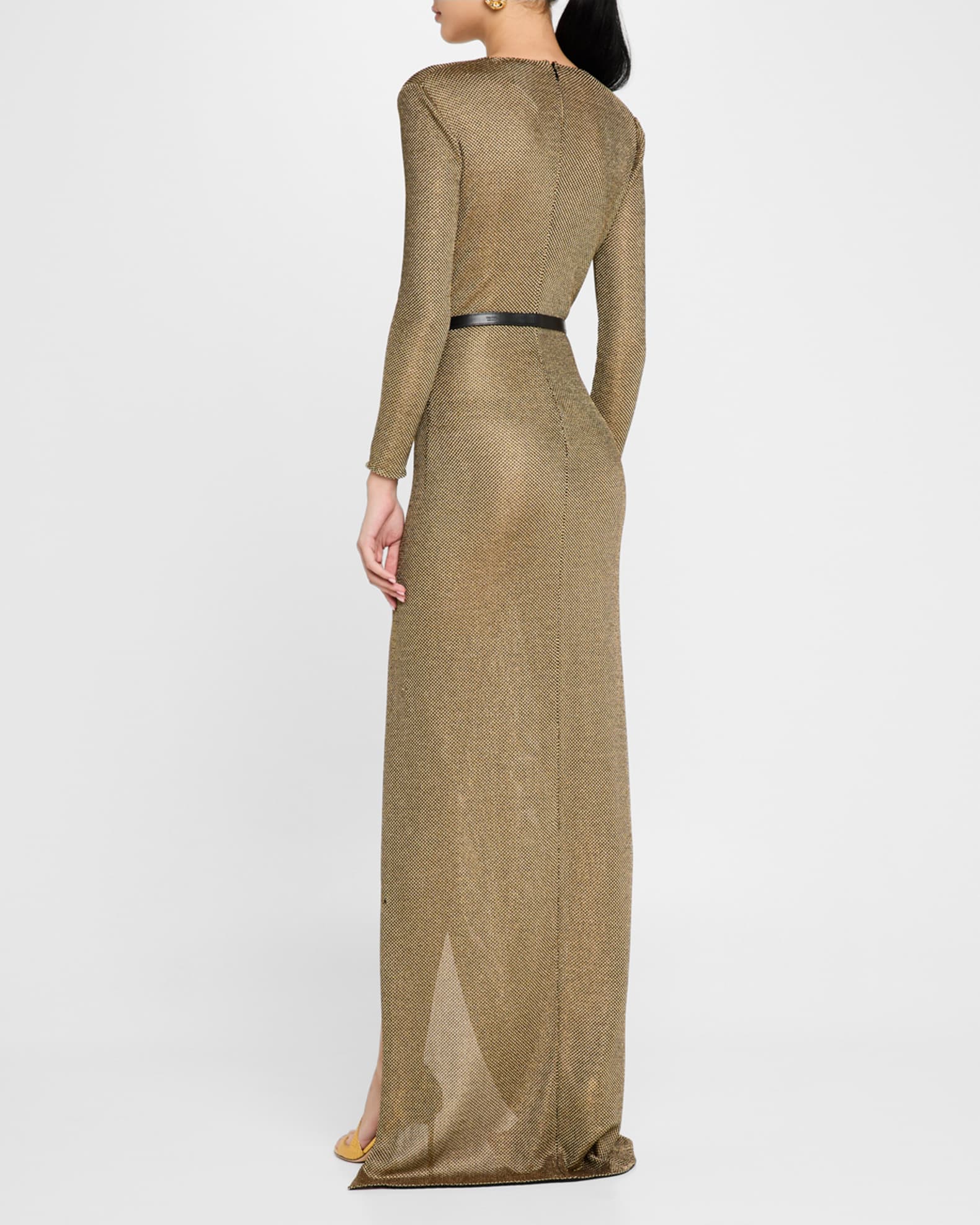 【Tom Ford】メタリックニット maxiドレス TOM FORD Metallic Knit Open-Back Slit Maxi Dress | Neiman Marcus