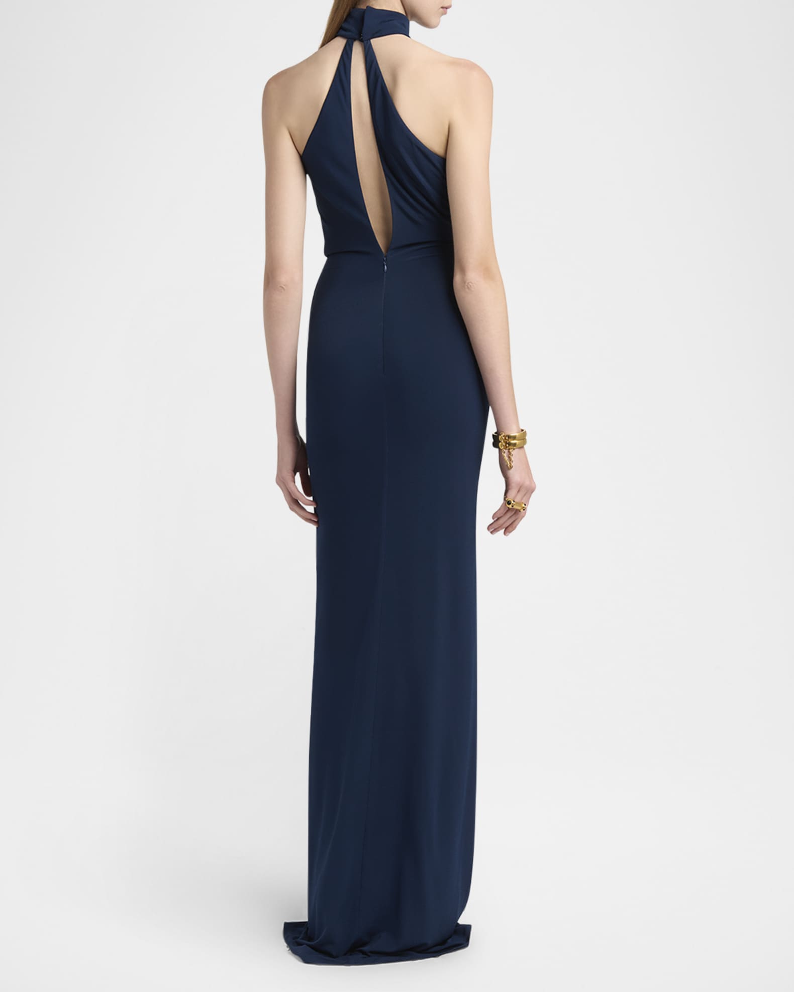 halter choker dress TOM FORD Plunging Keyhole Choker Halter Gown