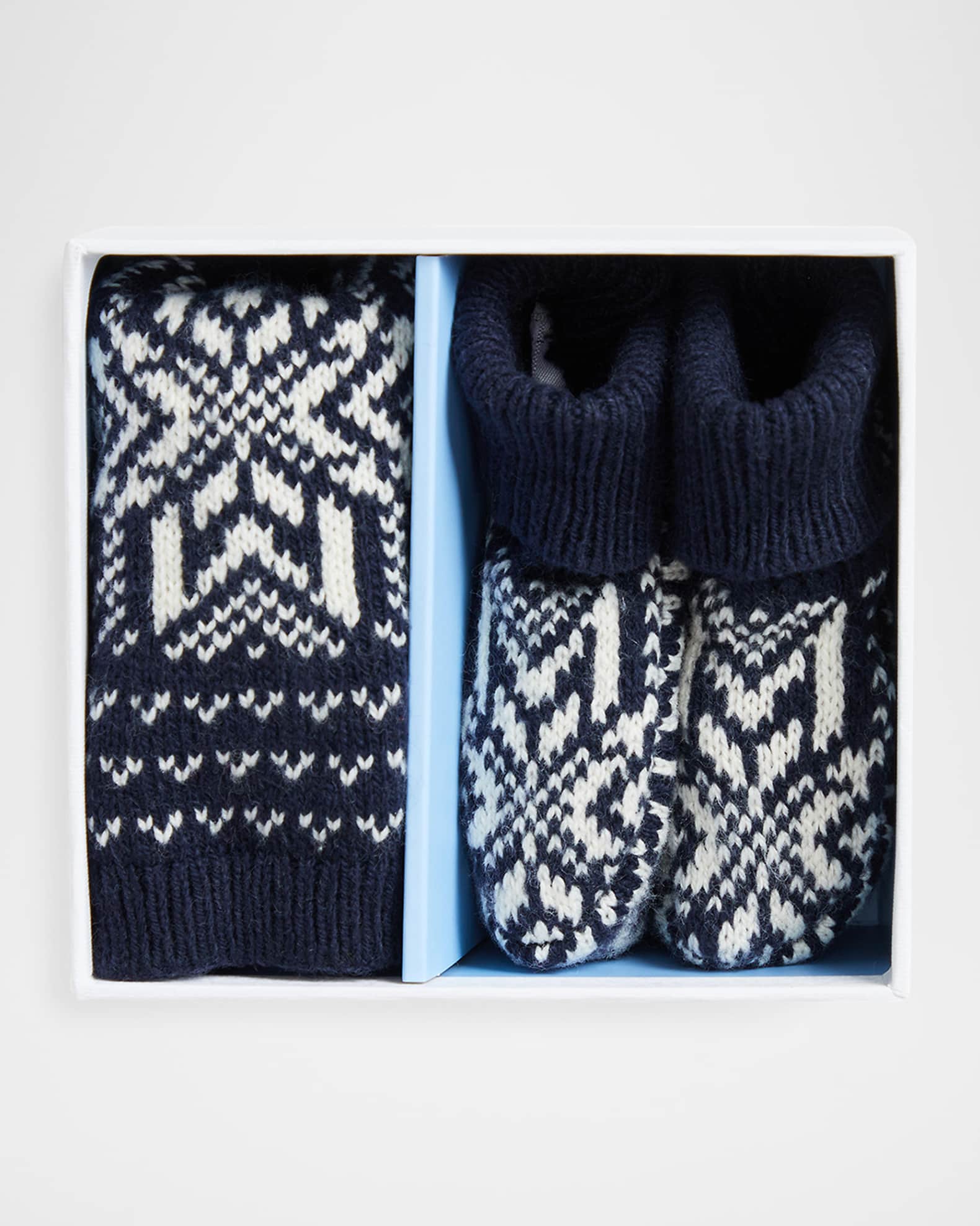 Boy's Snowflake Intarsia Beanie & Booties Set, Size Newborn-9M 1