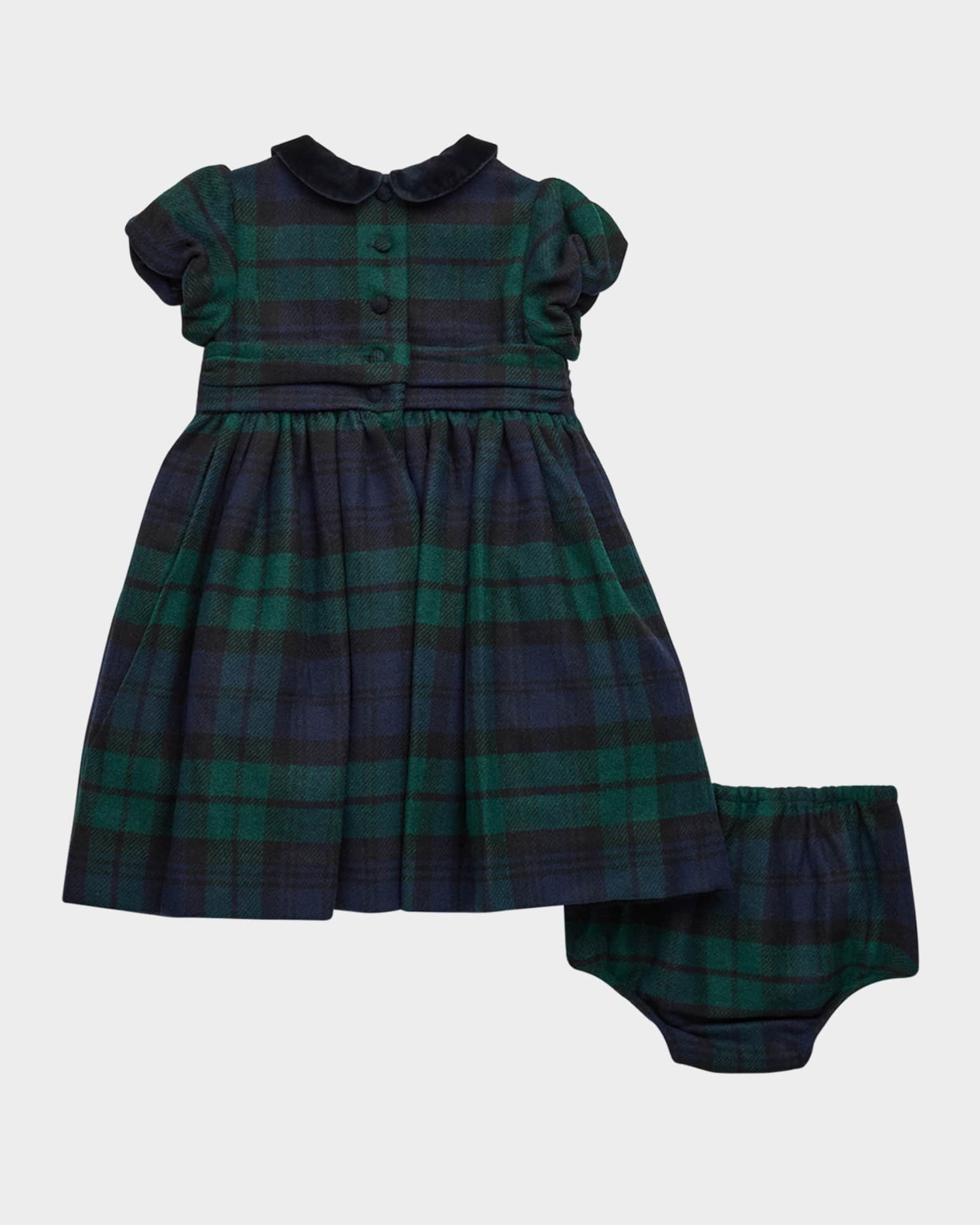 Girl's Plaid-Print Smocked Dress W/ Bloomers, Size 9M-24M 1