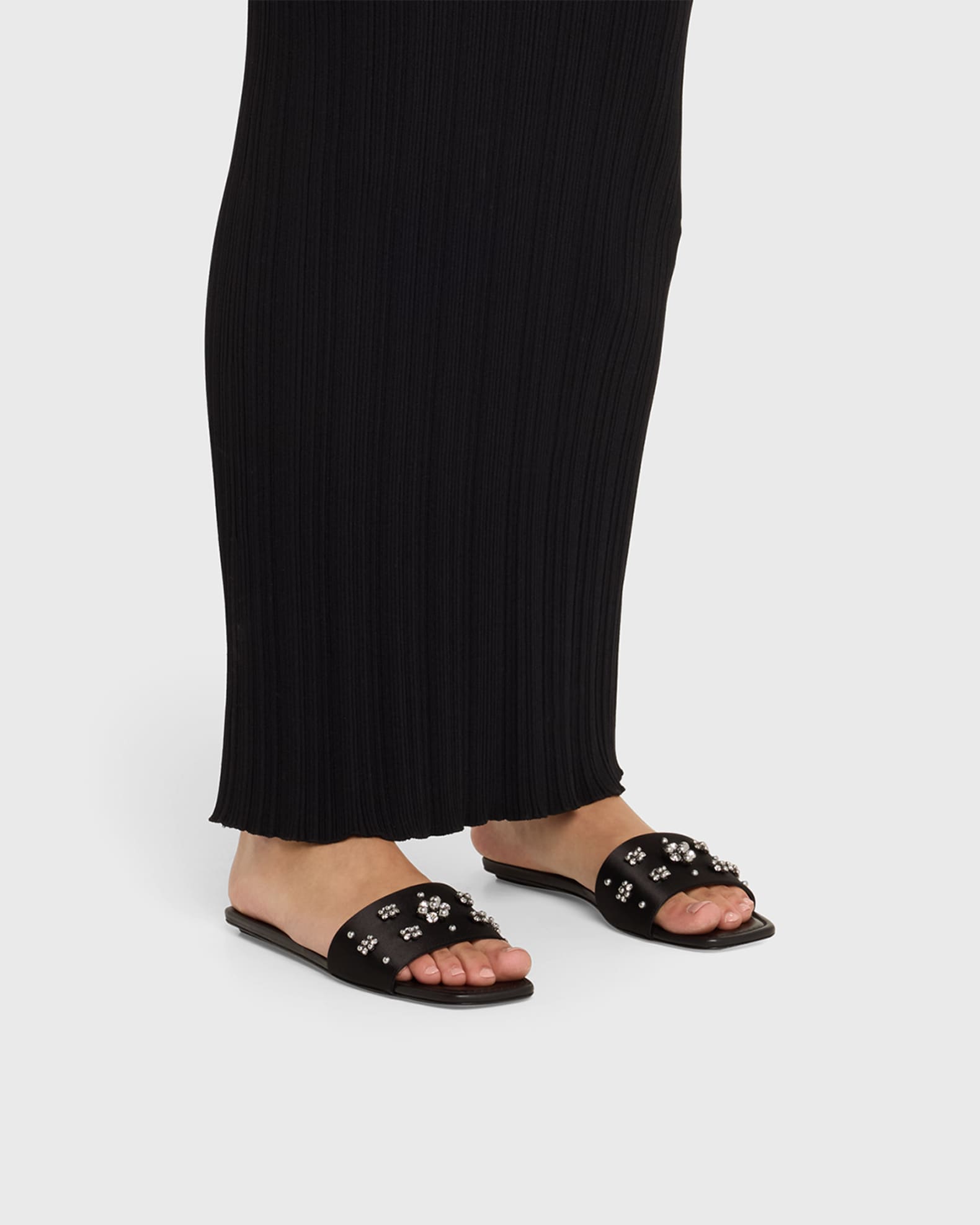 Poppy Embellished Satin Slide Sandals 1