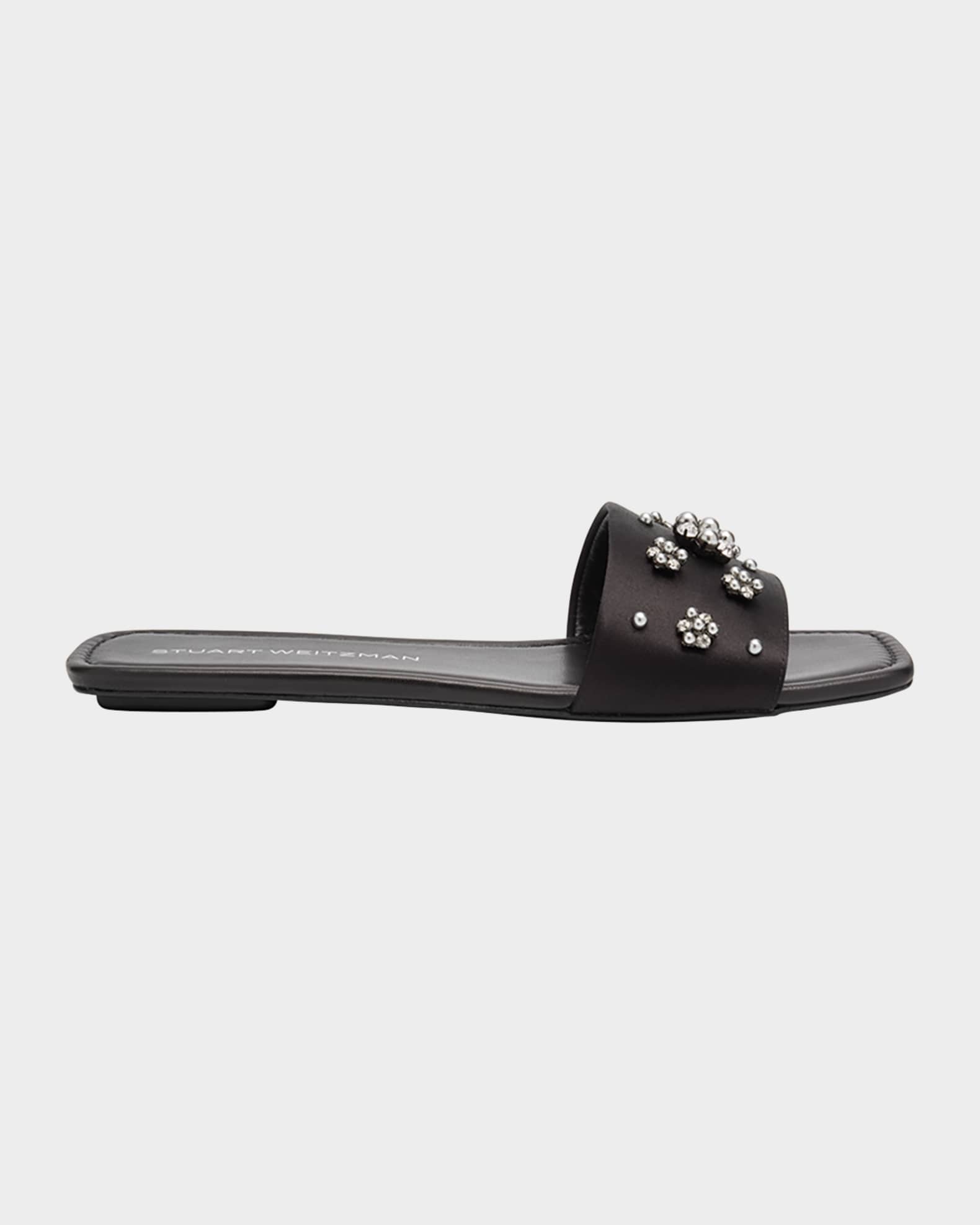 Poppy Embellished Satin Slide Sandals 0