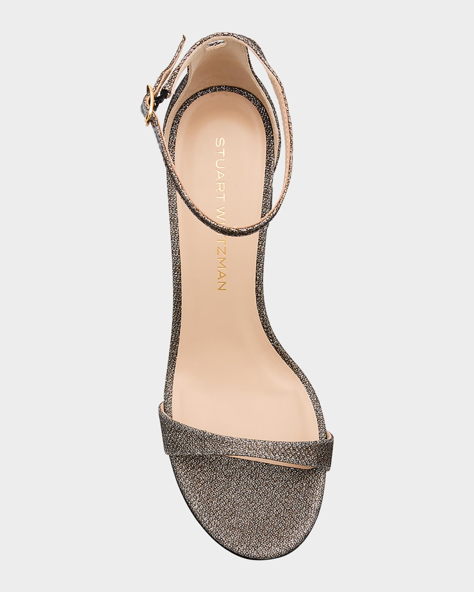 Stuart Weitzman Nudist 75mm Metallic Block Sandals | Neiman Marcus