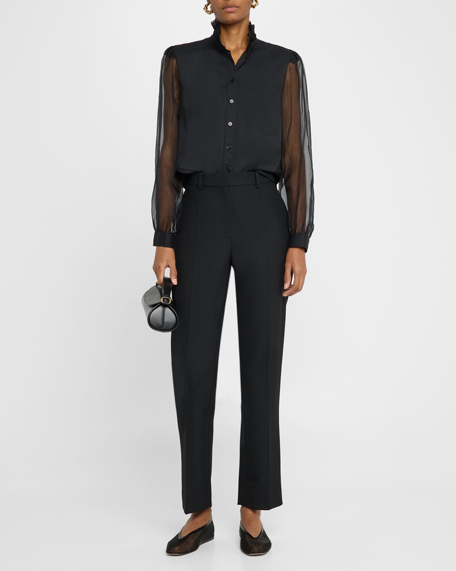 Mystie Ruffle Organza-Sleeve Shirt 1