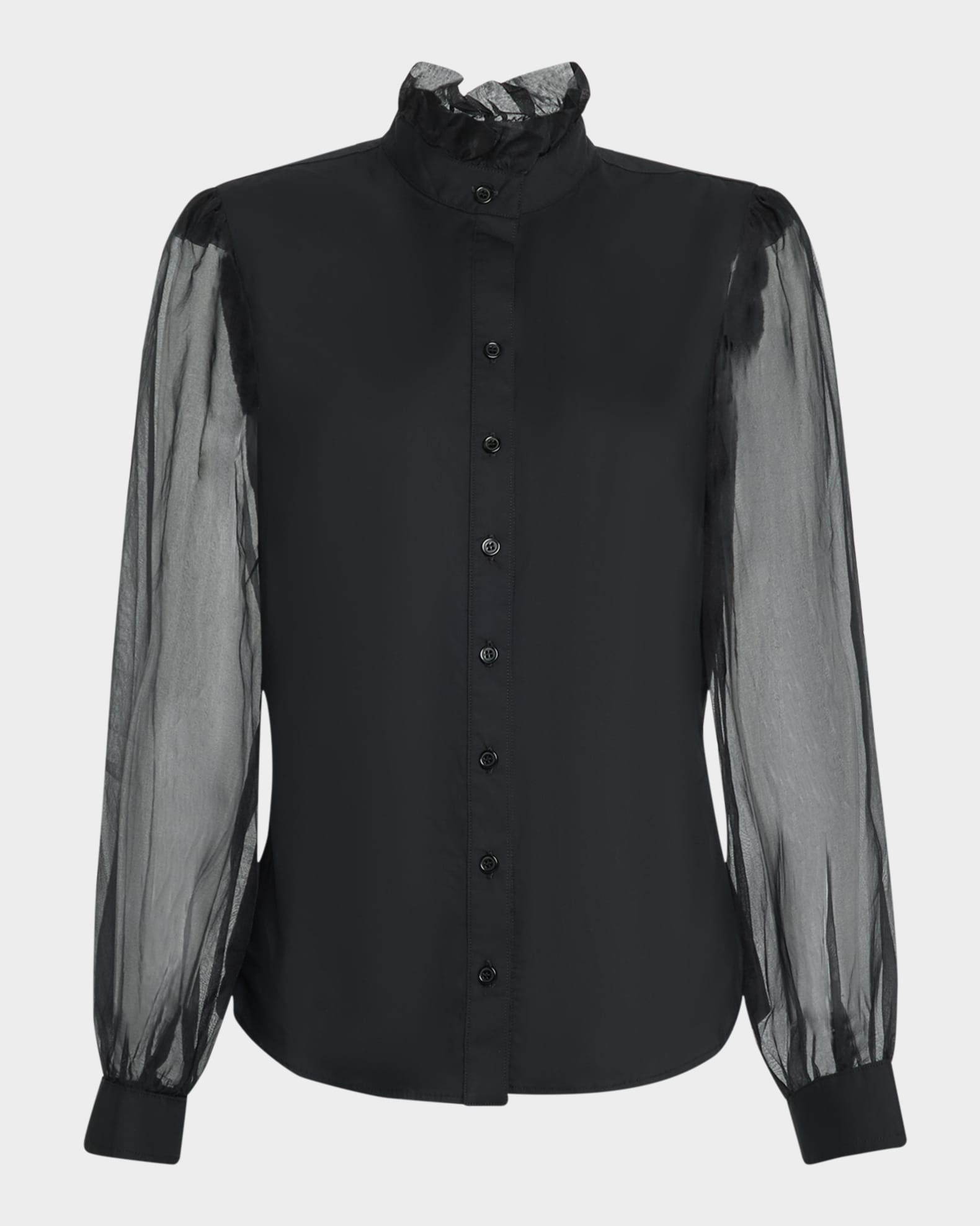 Mystie Ruffle Organza-Sleeve Shirt 0
