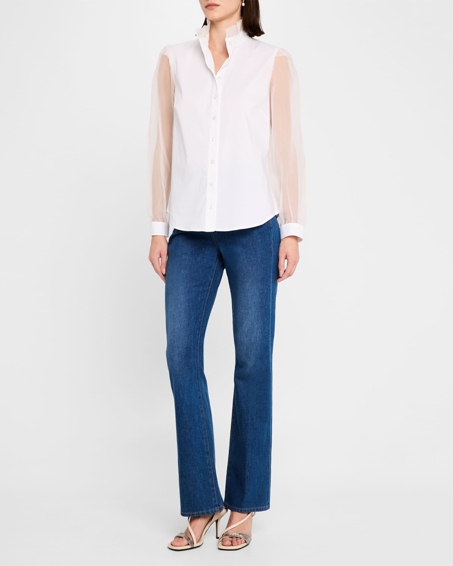 Mystie Ruffle Organza-Sleeve Shirt 1
