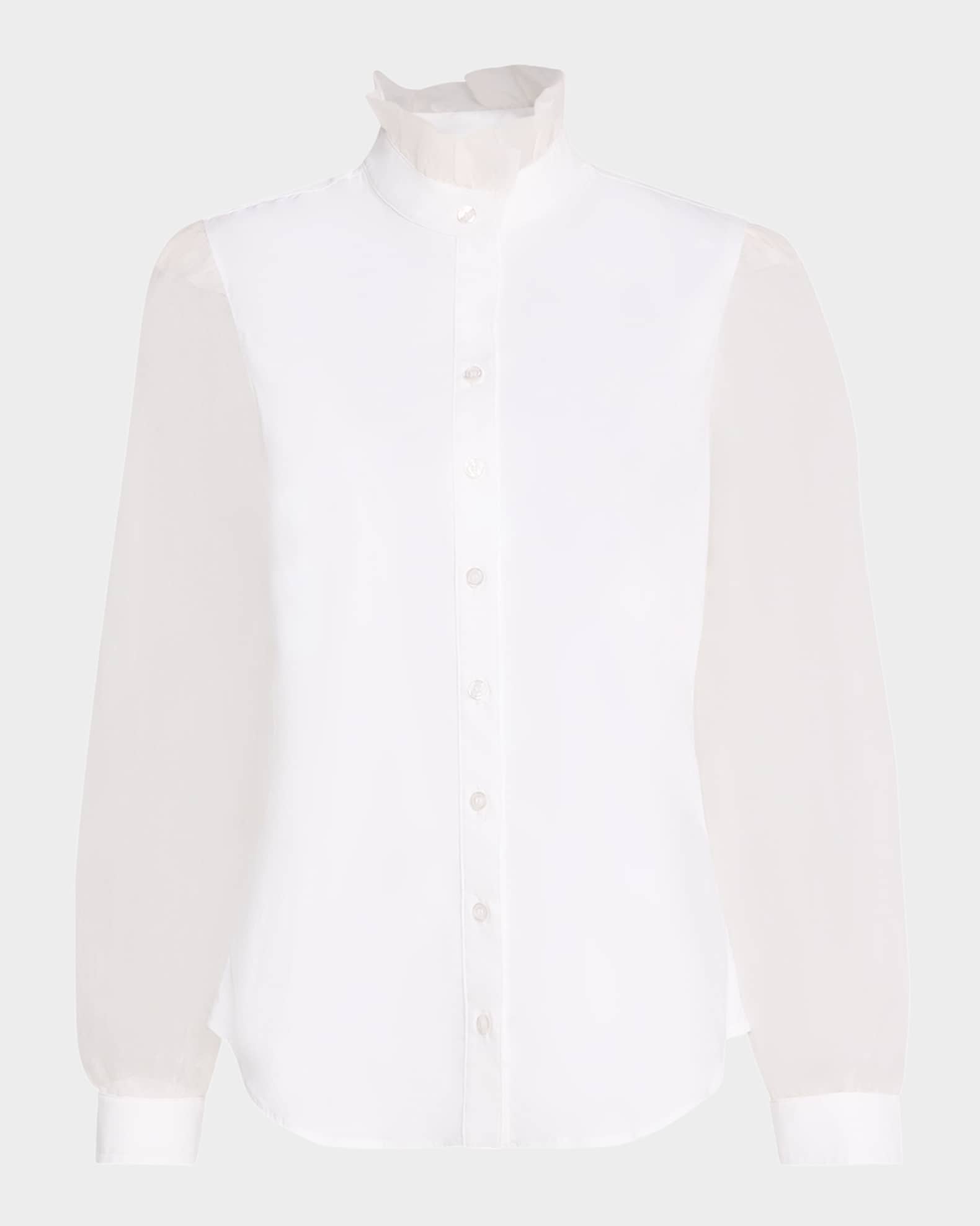 Mystie Ruffle Organza-Sleeve Shirt 0