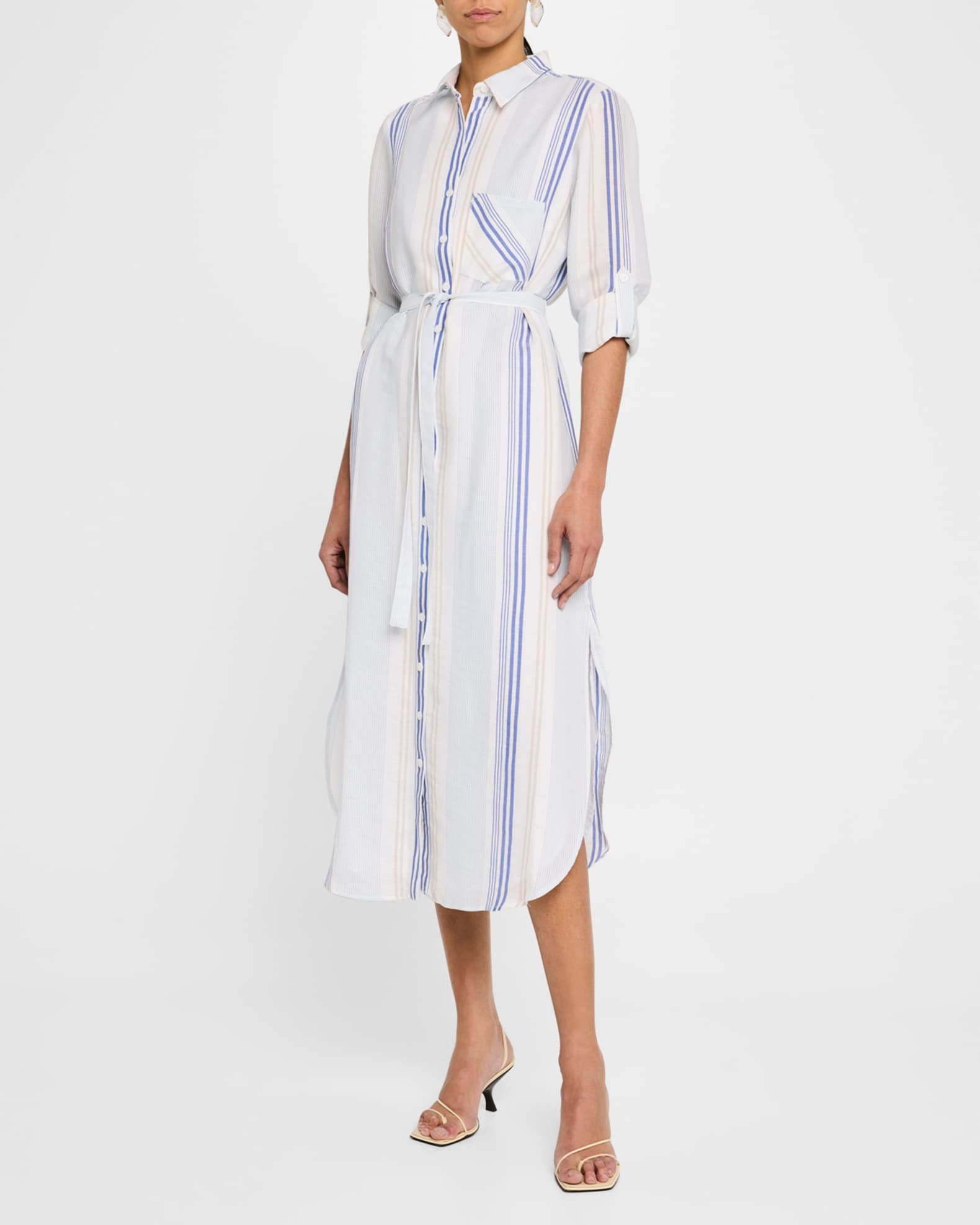 Alex Striped A-Line Midi Shirtdress 1