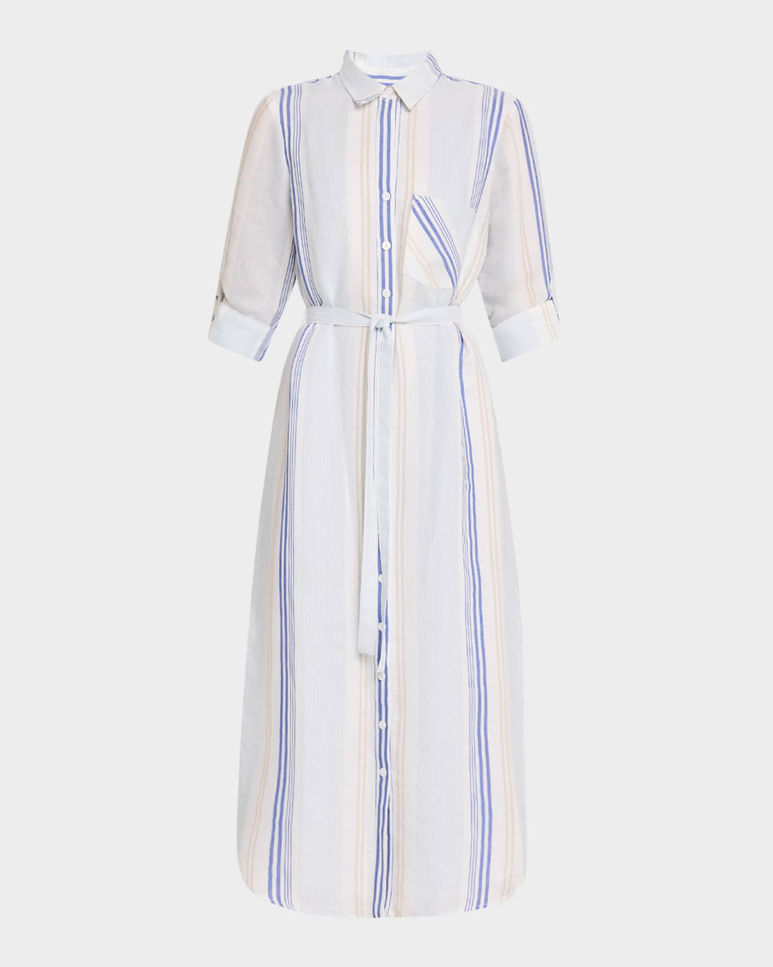 Alex Striped A-Line Midi Shirtdress 0