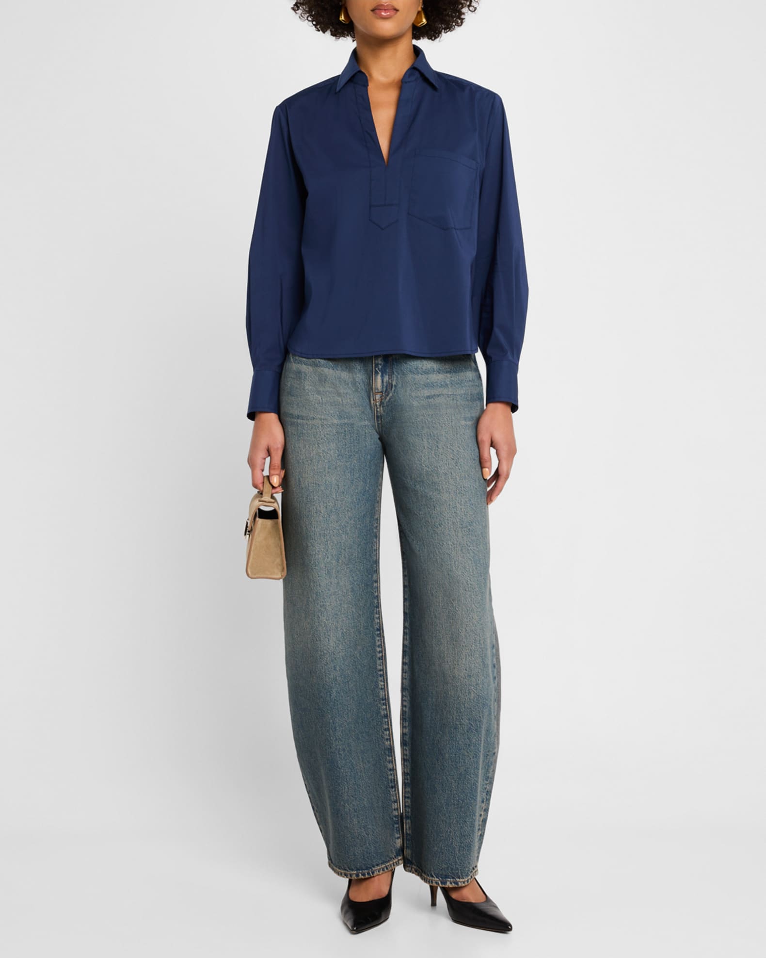 Joni Boxy Silky Cotton Poplin Shirt 1