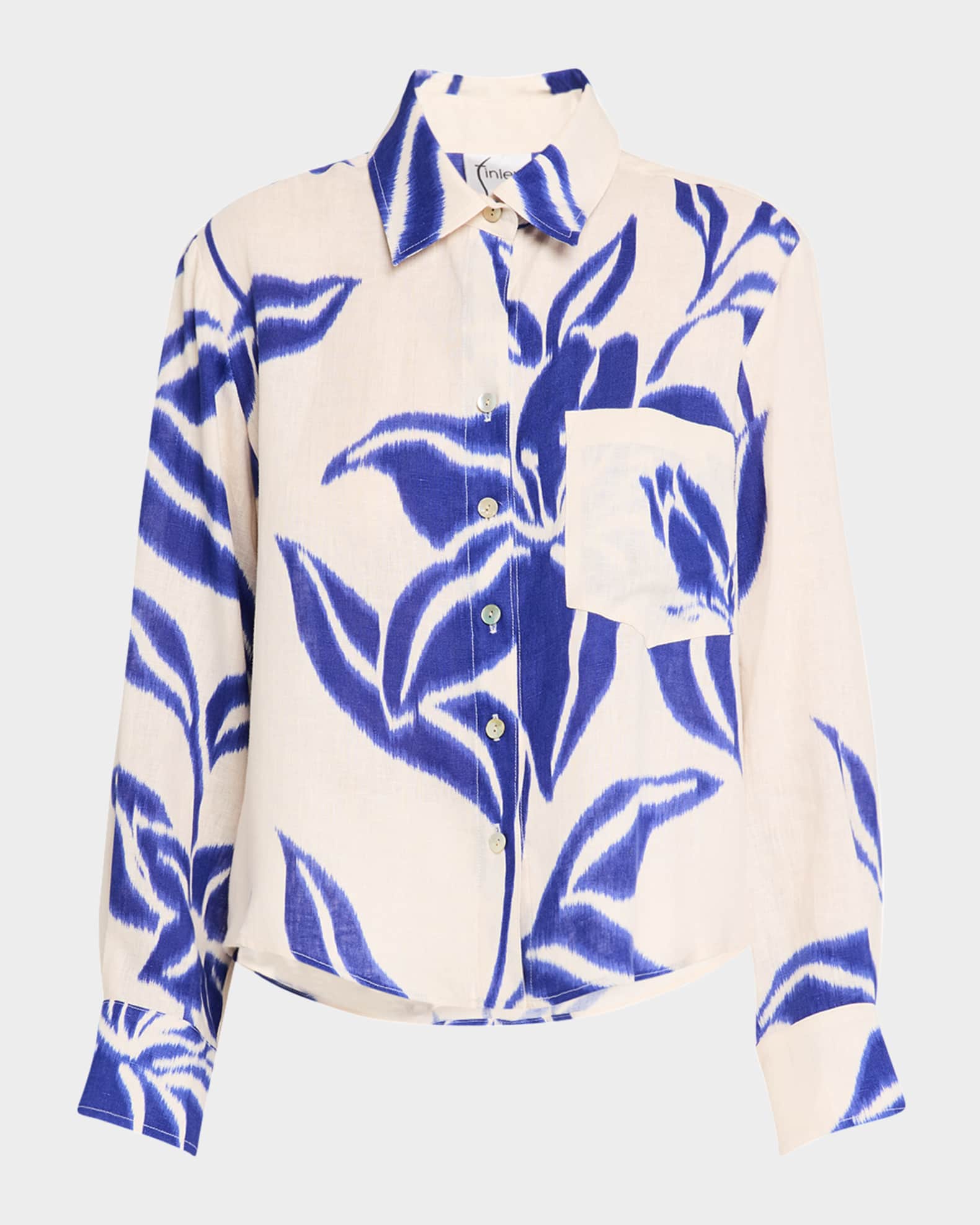 Andie Floral-Print Linen Shirt 0