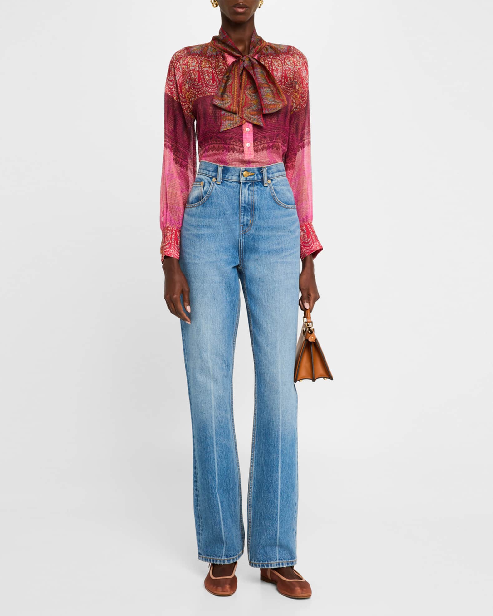 Tie-Neck Silk Blouse 1