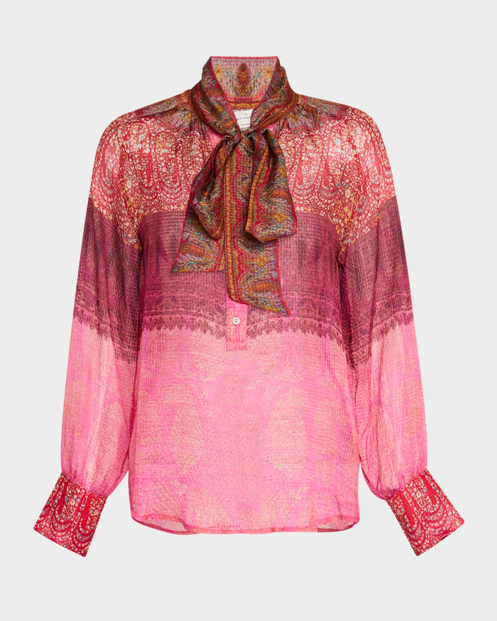 Tie-Neck Silk Blouse 0