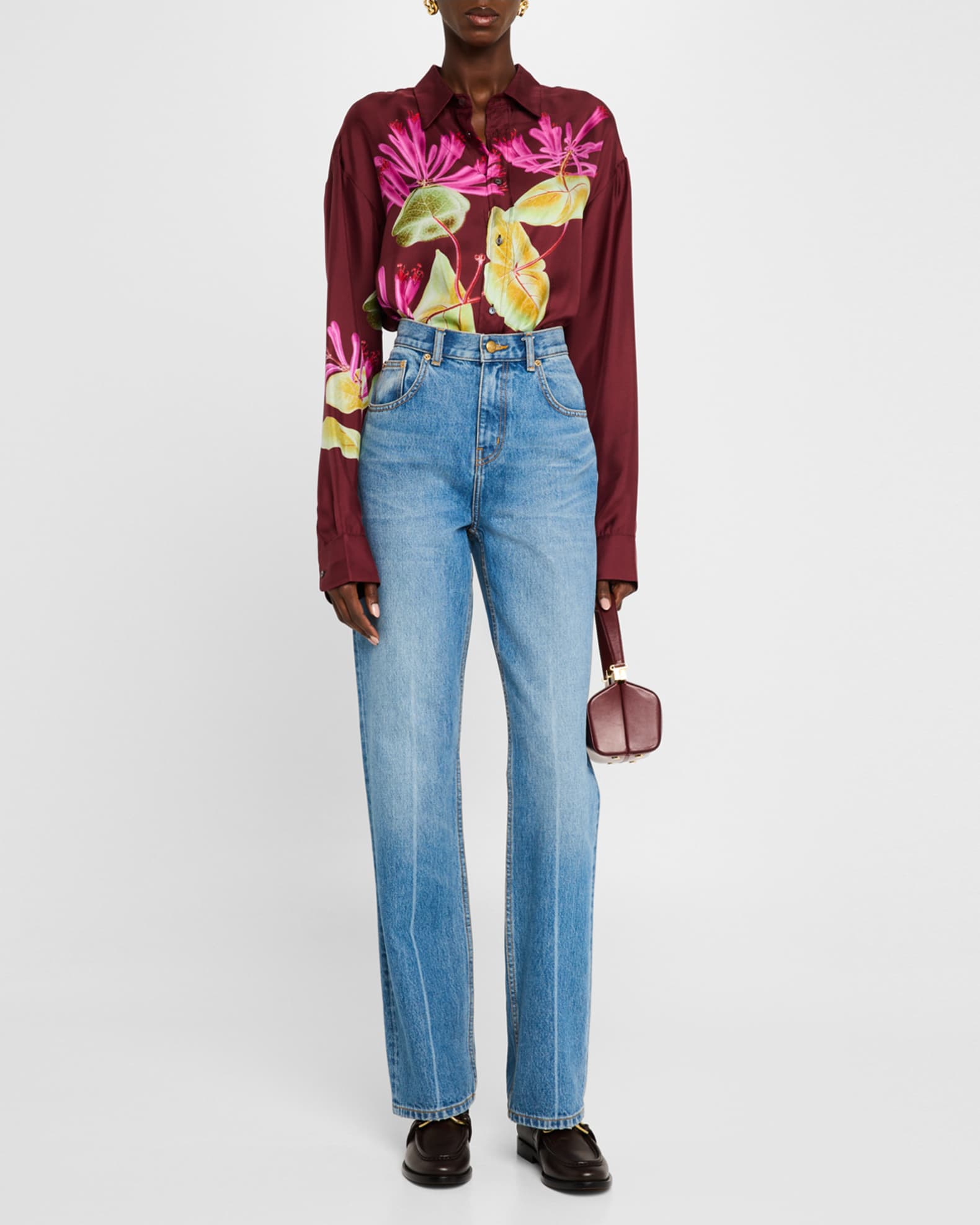 Floral-Print Organic Silk Shirt 1