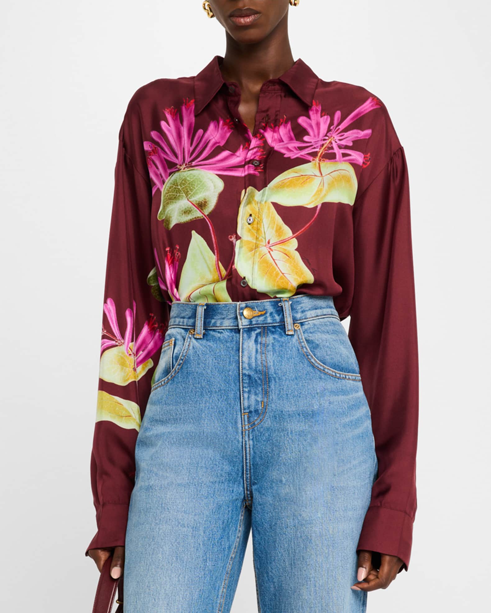 Pierre-Louis Mascia 柄シャツ Pierre-Louis Mascia Floral-Print Organic Silk Shirt | Neiman