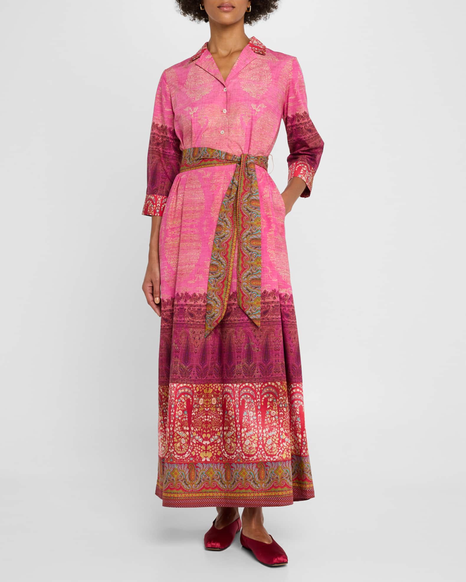 Floral & Paisley-Print Maxi Shirtdress 1
