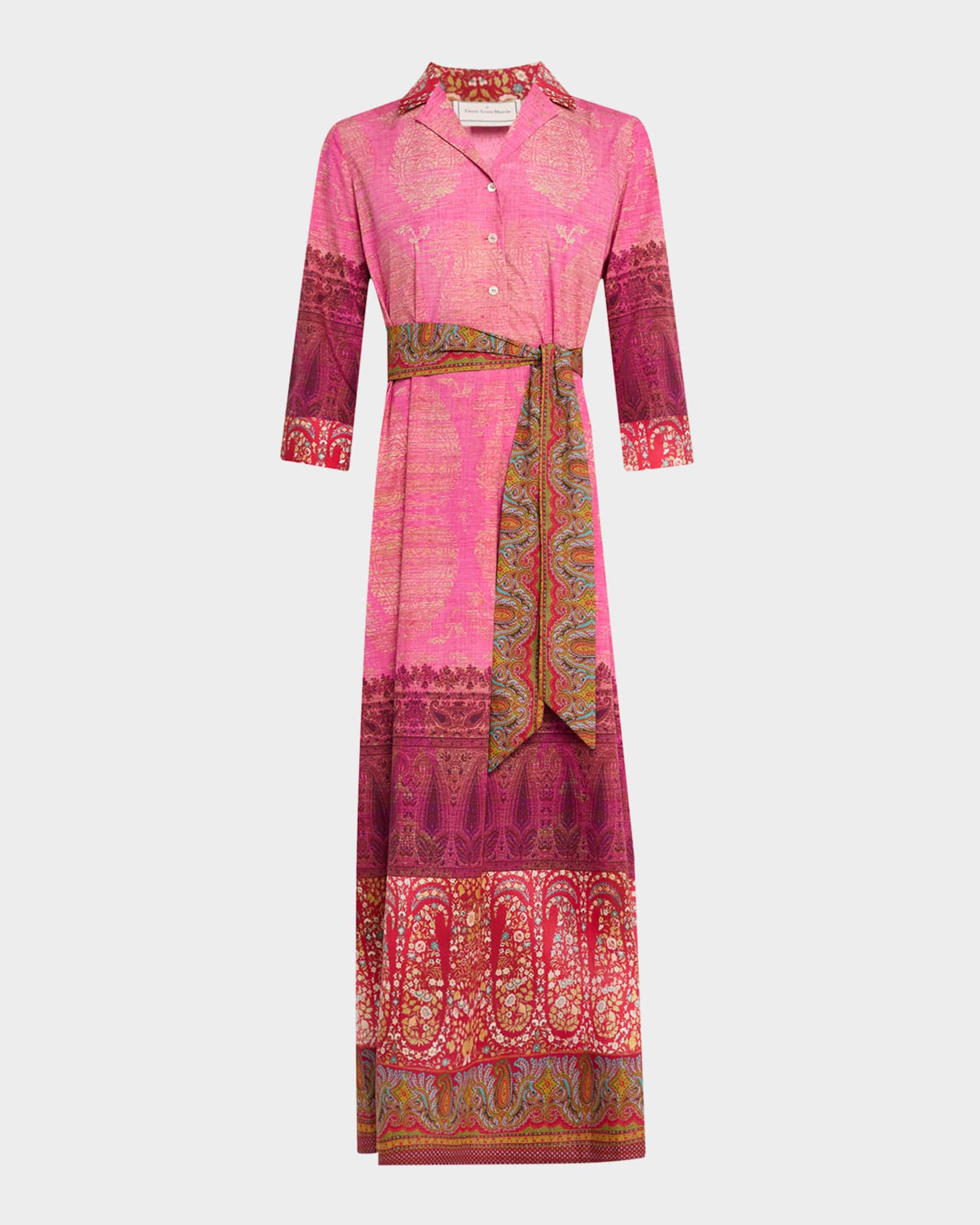 Floral & Paisley-Print Maxi Shirtdress 0