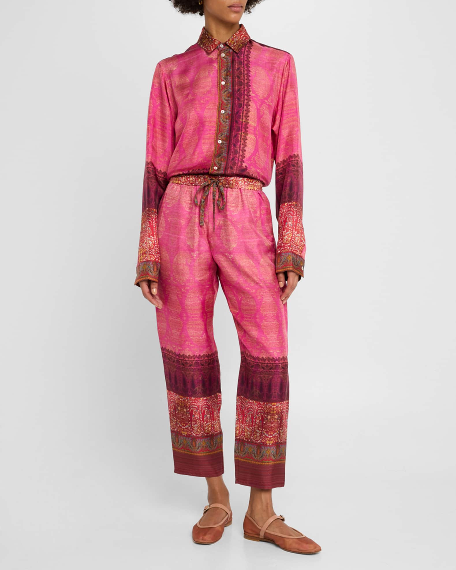 Cropped Floral & Paisley-Print Pants 1