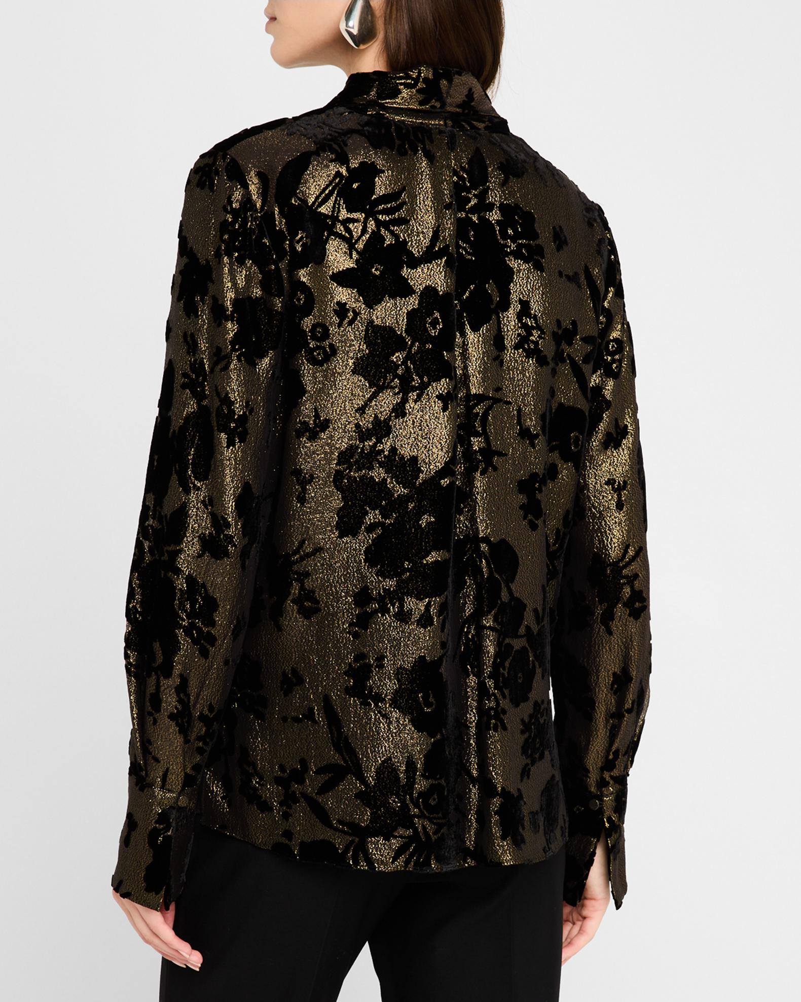 Ungaro Tie-Neck Metallic Floral Jacquard Blouse | Neiman Marcus
