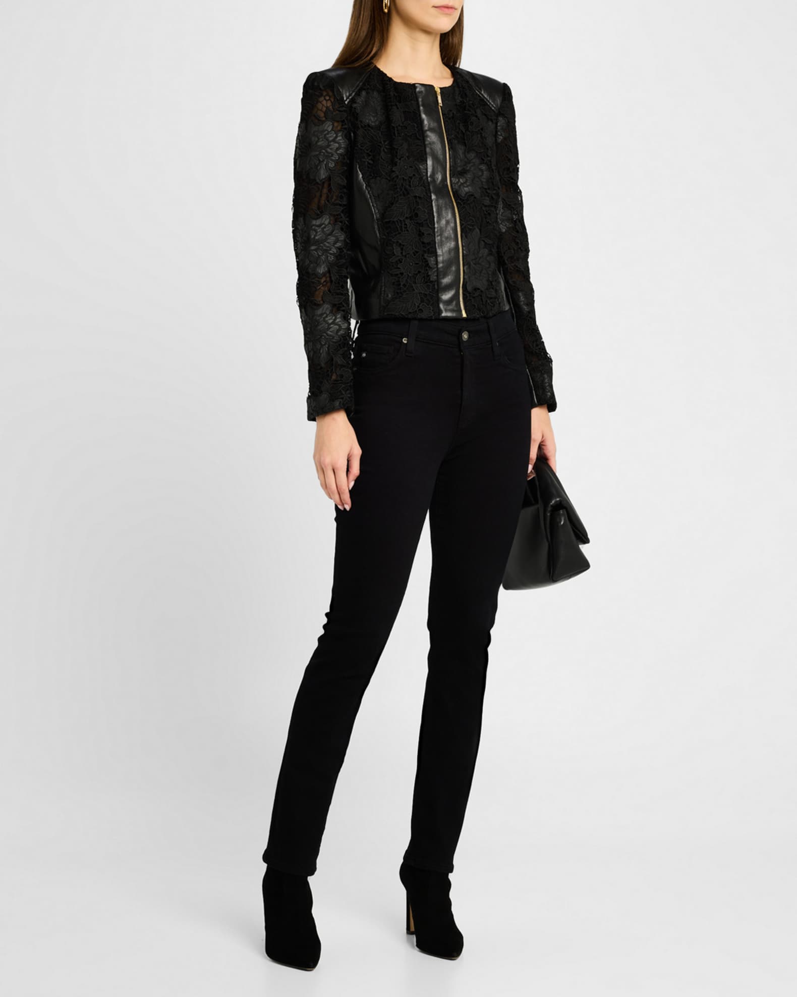 Dalma Vegan Leather Guipure Combo Jacket 1