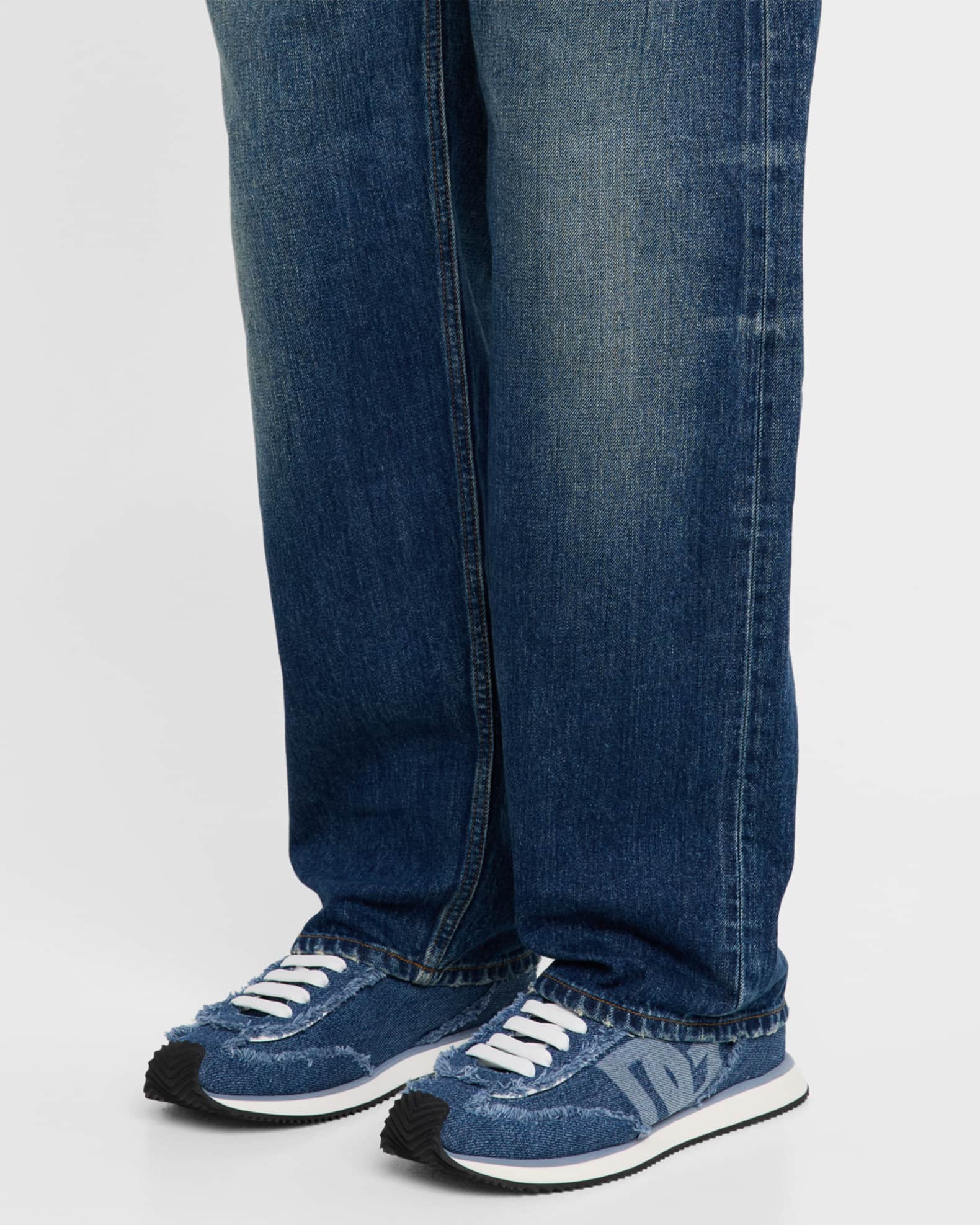 Men's Frayed Denim DG Low-Top Sneakers 1