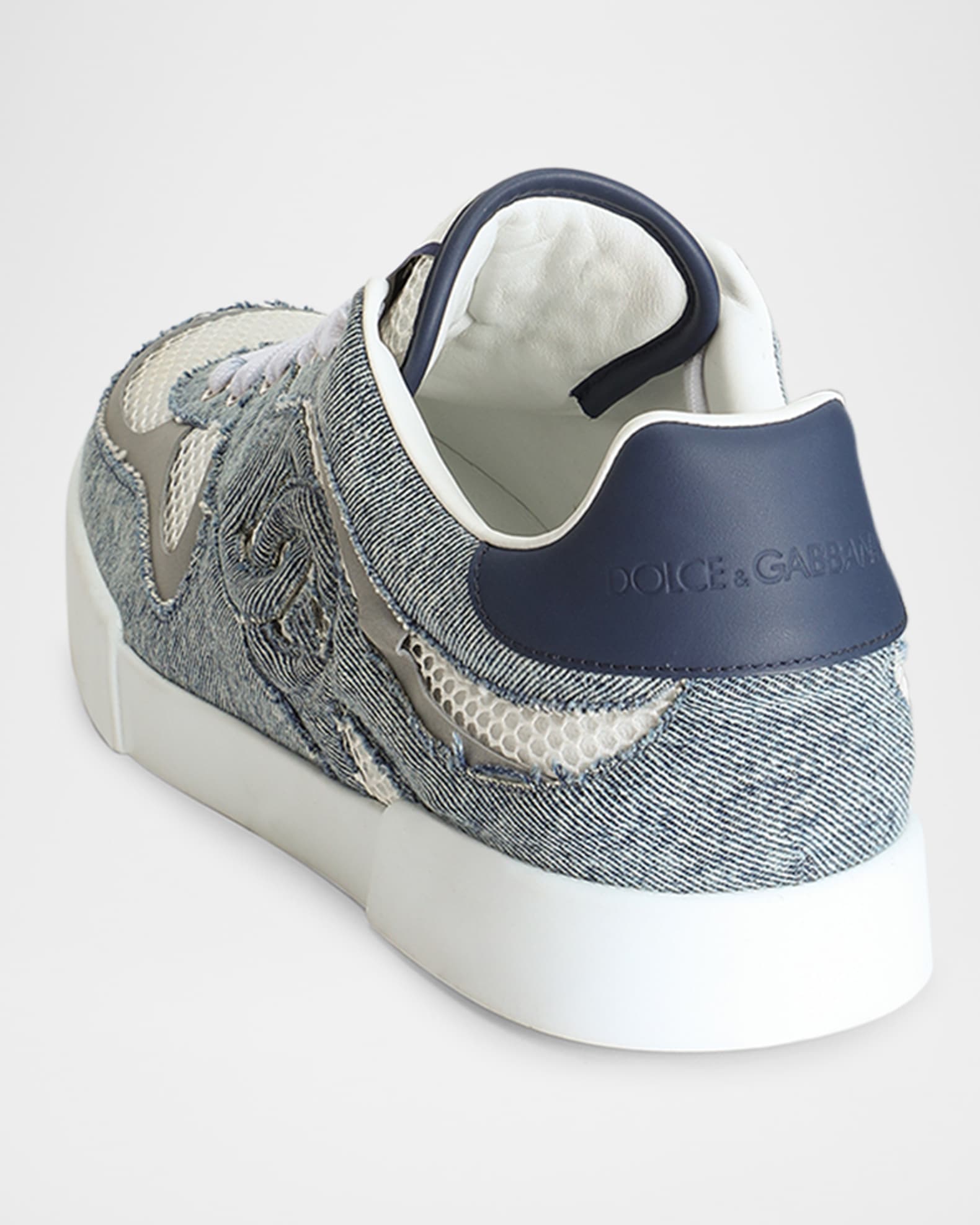 Men's Mesh and Leather Low-Top Sneakers