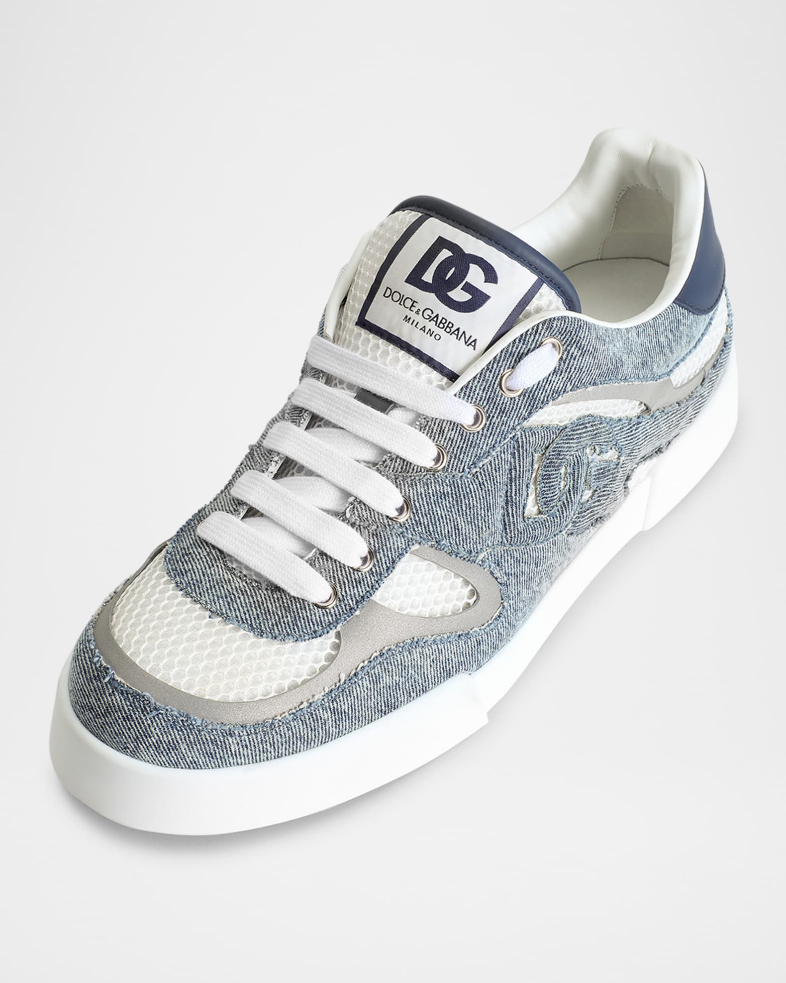Men's Mesh and Leather Low-Top Sneakers