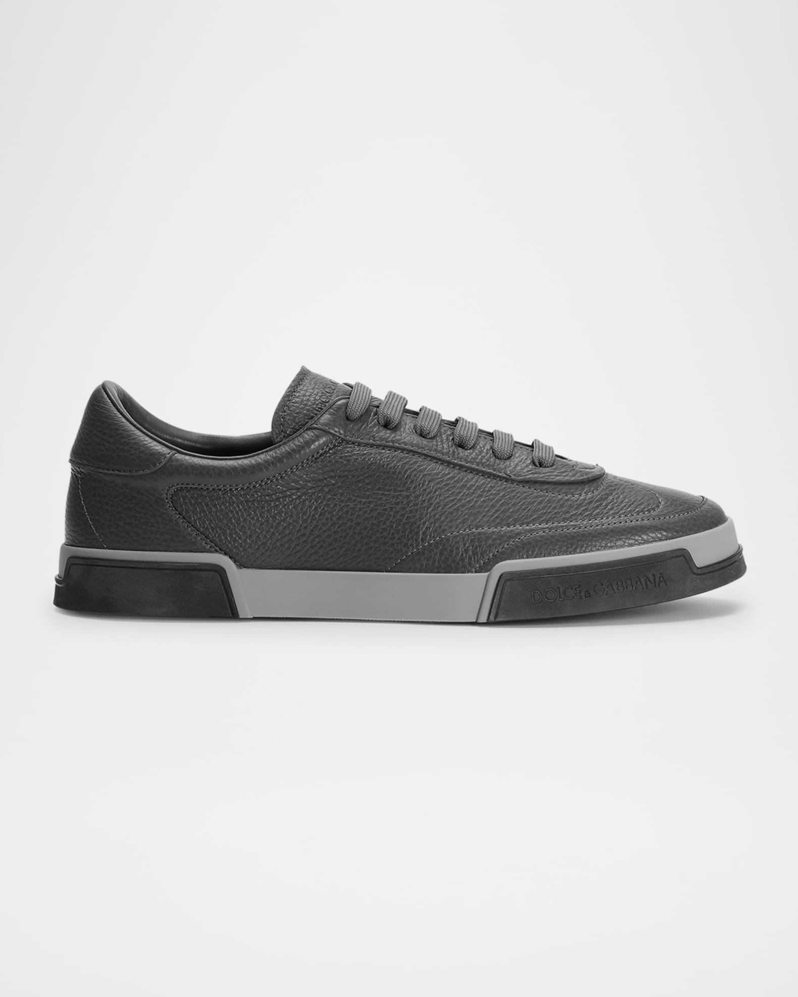 Men's Grained Leather Low-Top Sneakers 0