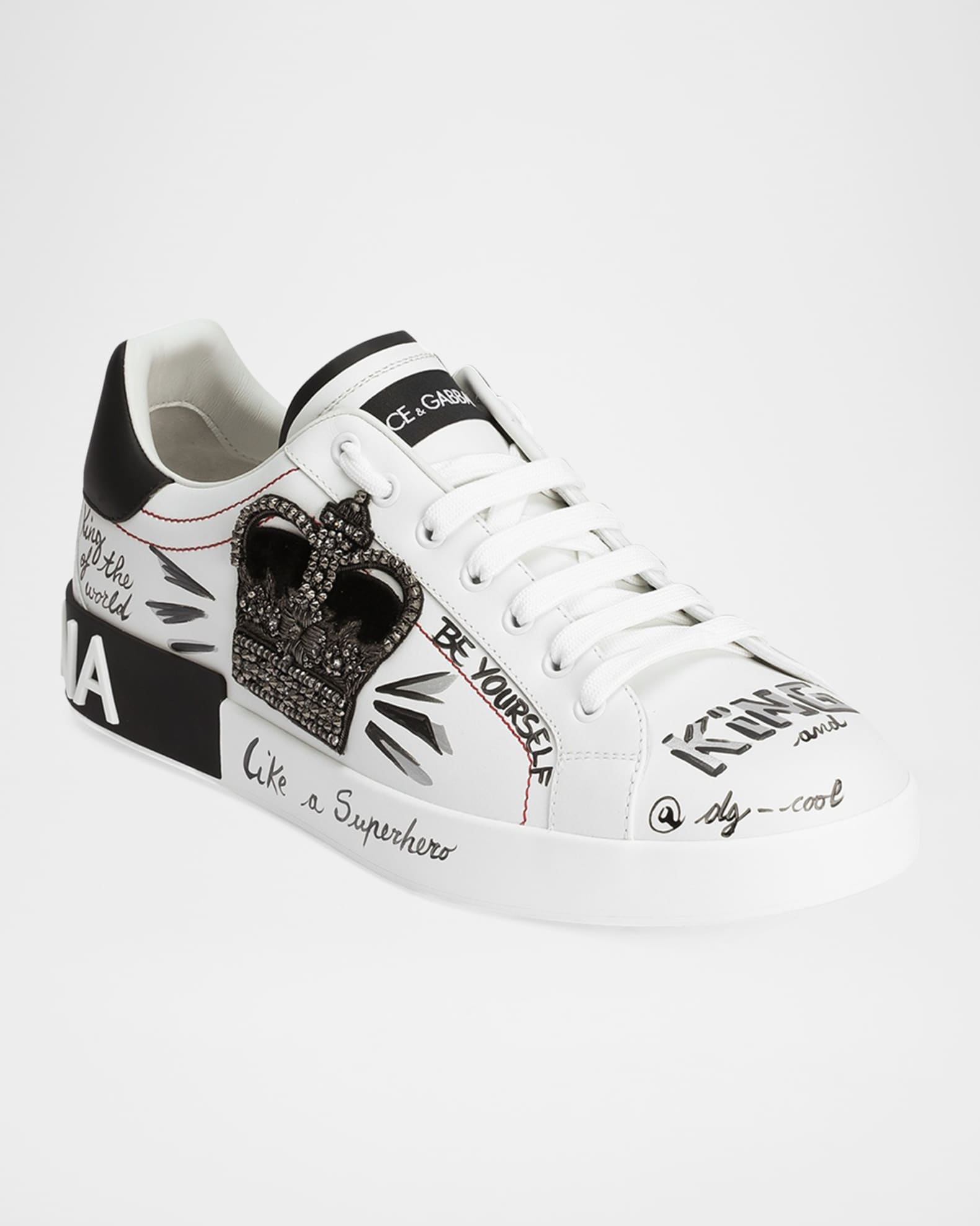 Men's Portofino Printed Leather Sneakers with Patch 1