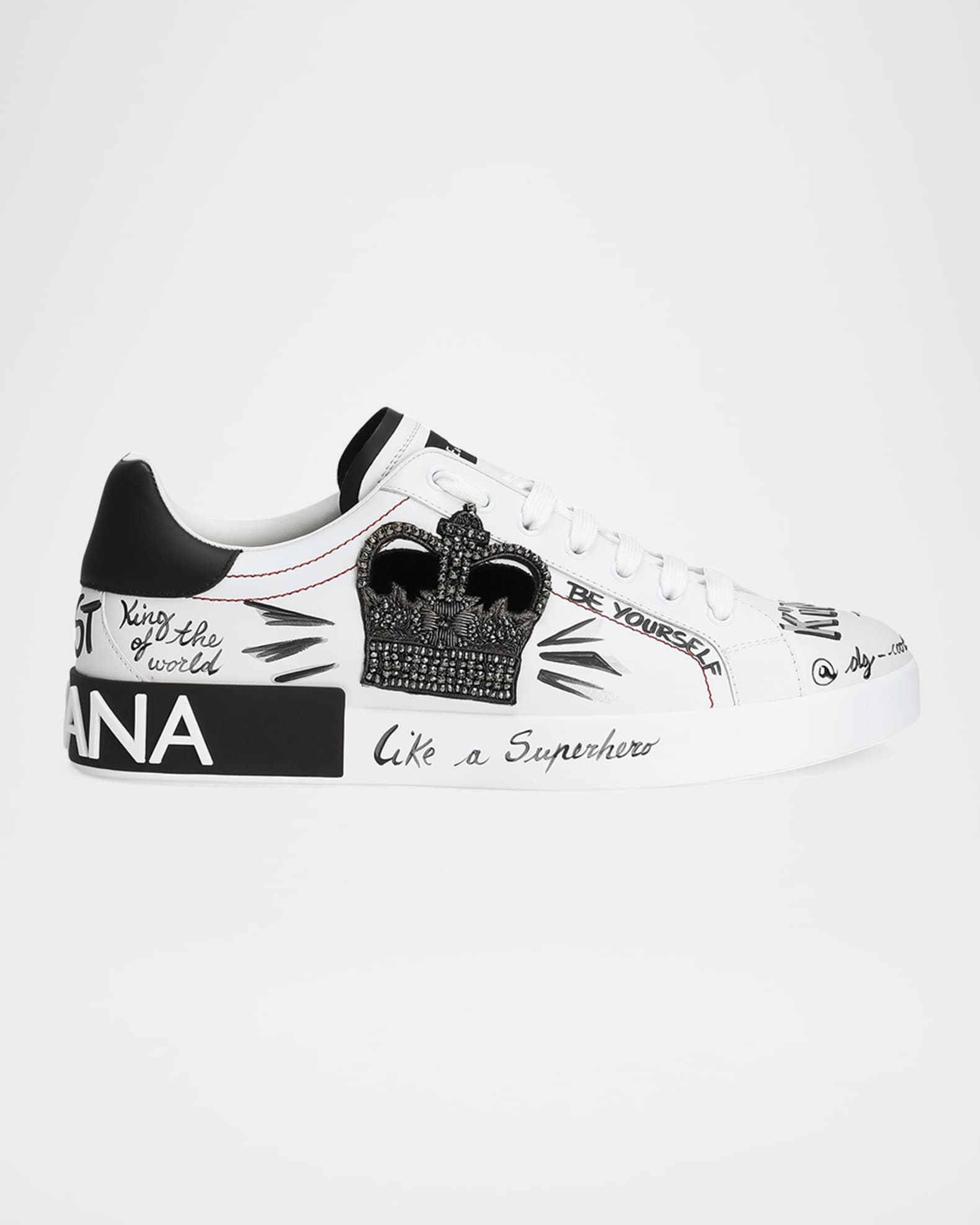 Men's Portofino Printed Leather Sneakers with Patch 0