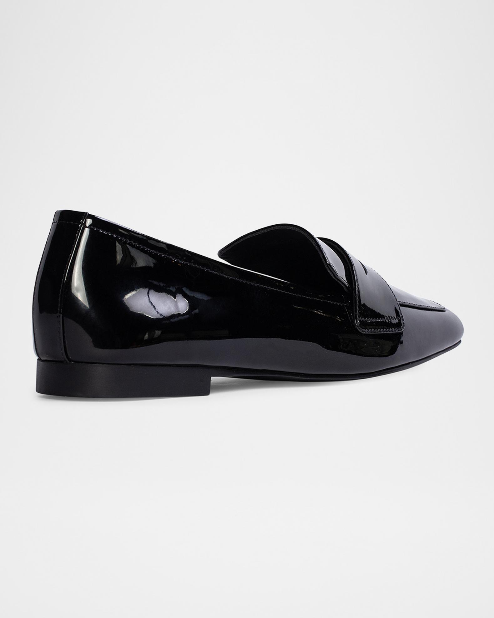 Black Suede Studio Patent Leather Square Toe Penny Loafers Neiman Marcus