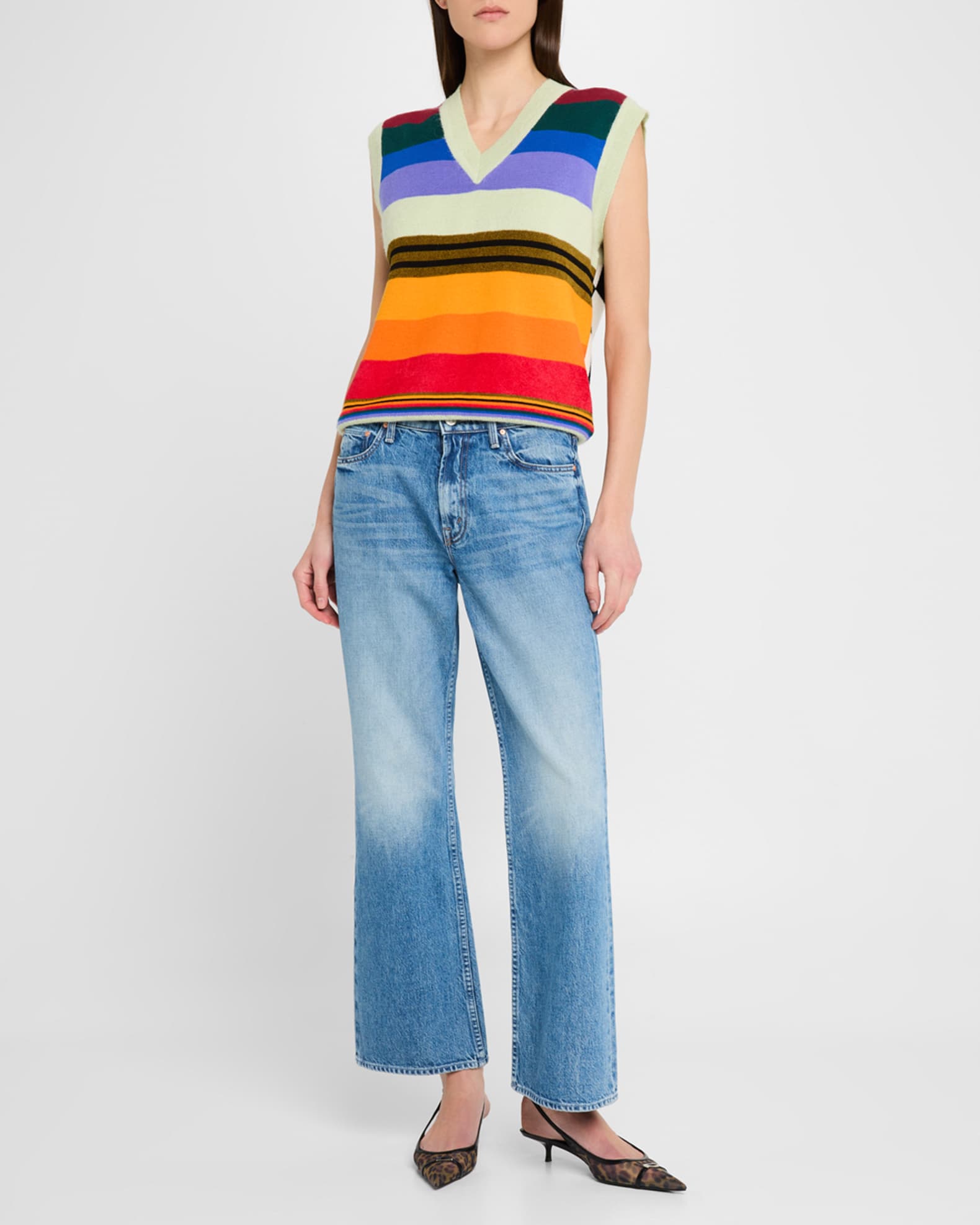 Rainbow Striped Knit Vest 1