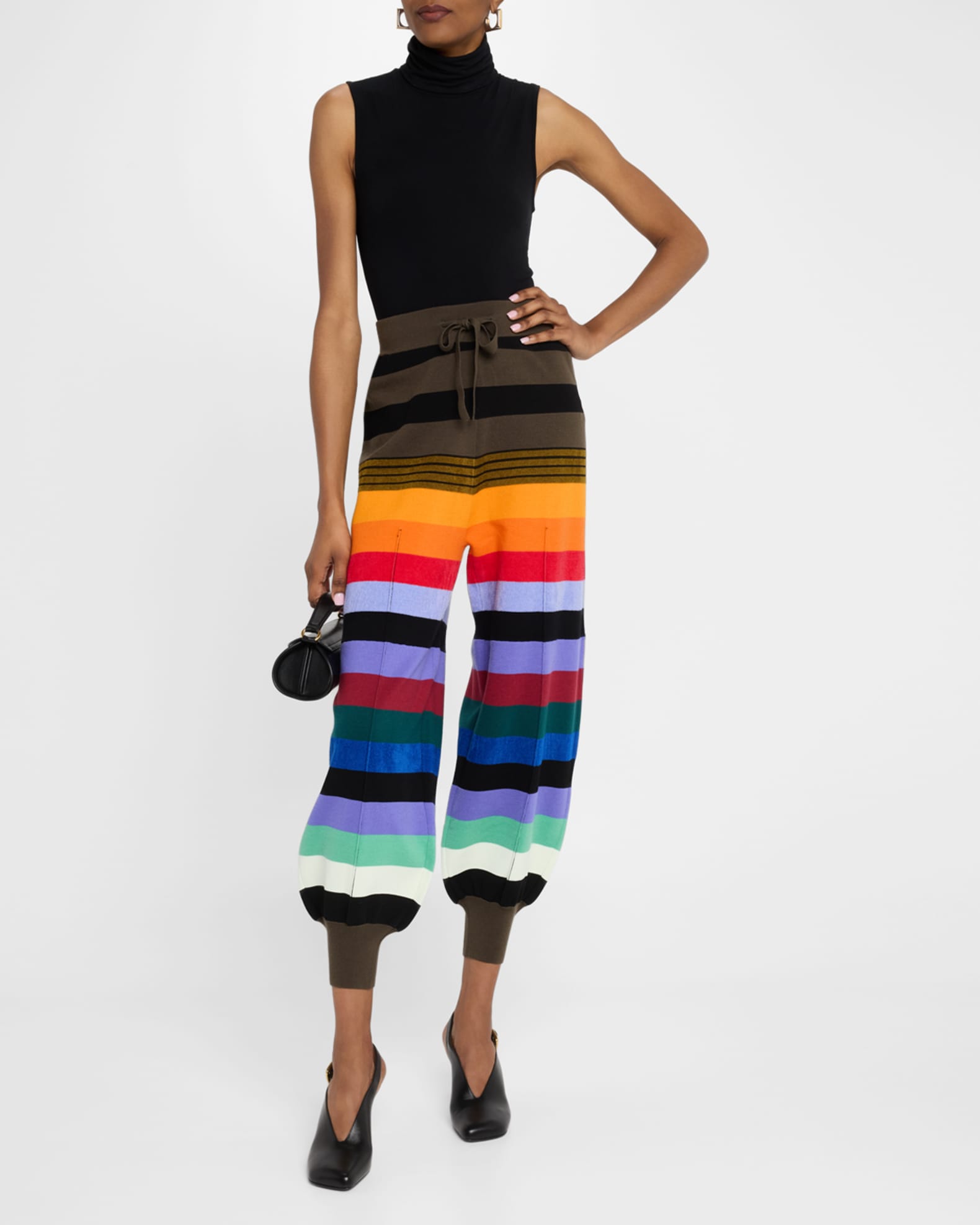 Rainbow Striped Knit Track Pants 1