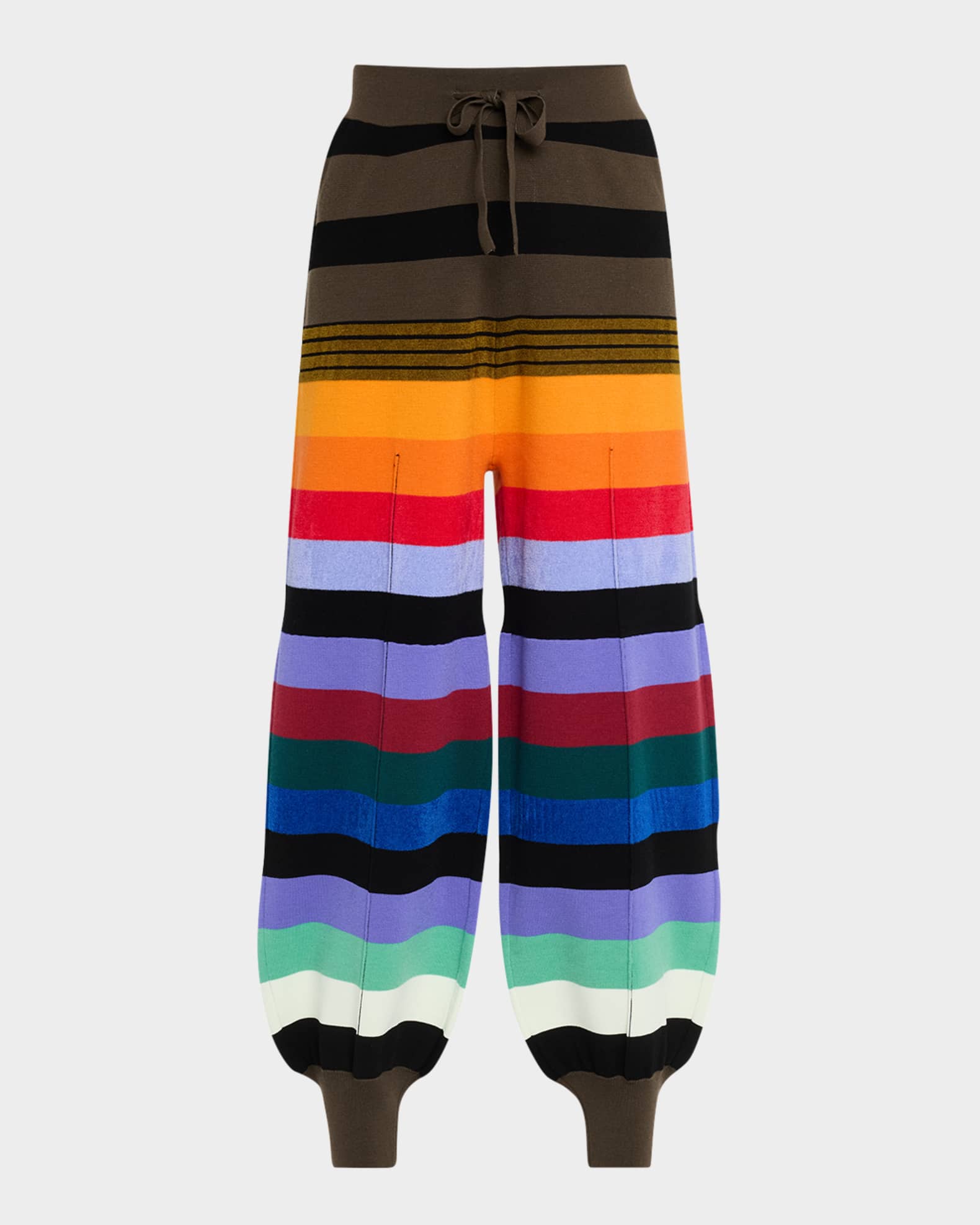 Rainbow Striped Knit Track Pants 0