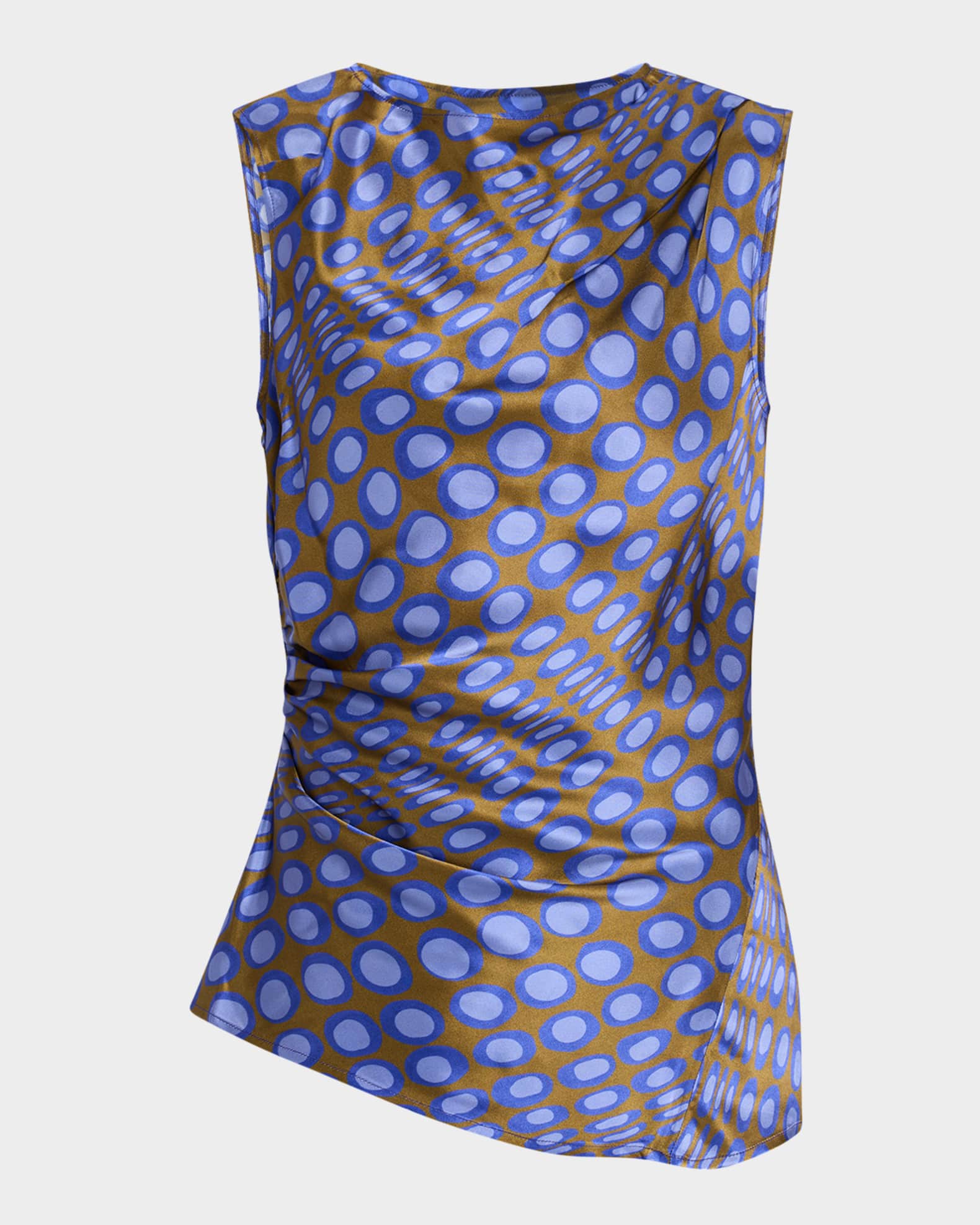 Wiggle Dot Asymmetric Draped Sleeveless Top 0