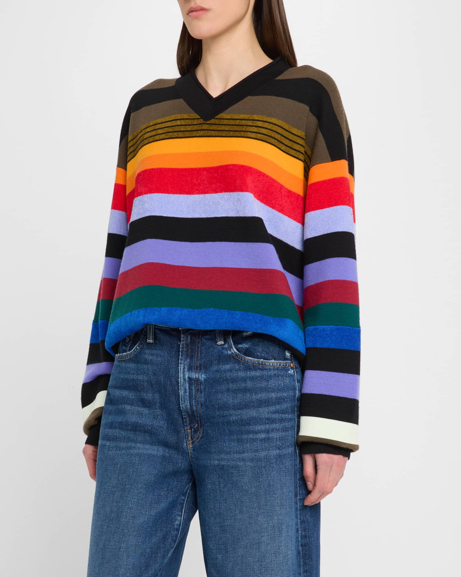 信頼も高い Rainbow ROGERS JOHN CHRISTOPHER Striped Sweater V-Neck XSサイズ以下