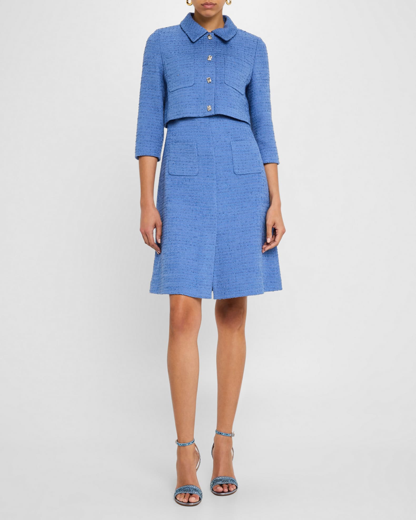 Shimmer Boucle Mock Two-Piece Jacket Dress 1