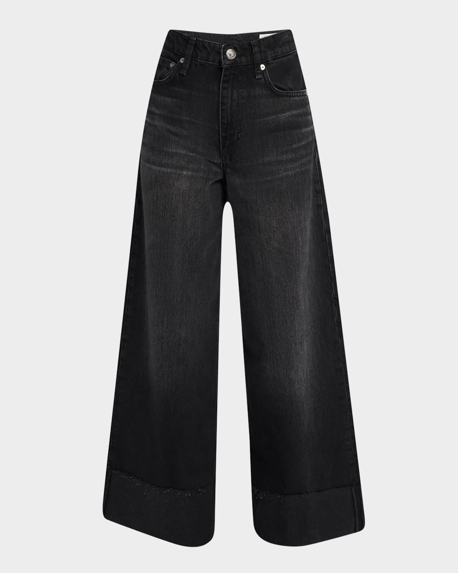 Sofie High-Rise Wide-Leg Ankle Cuff Jeans 0