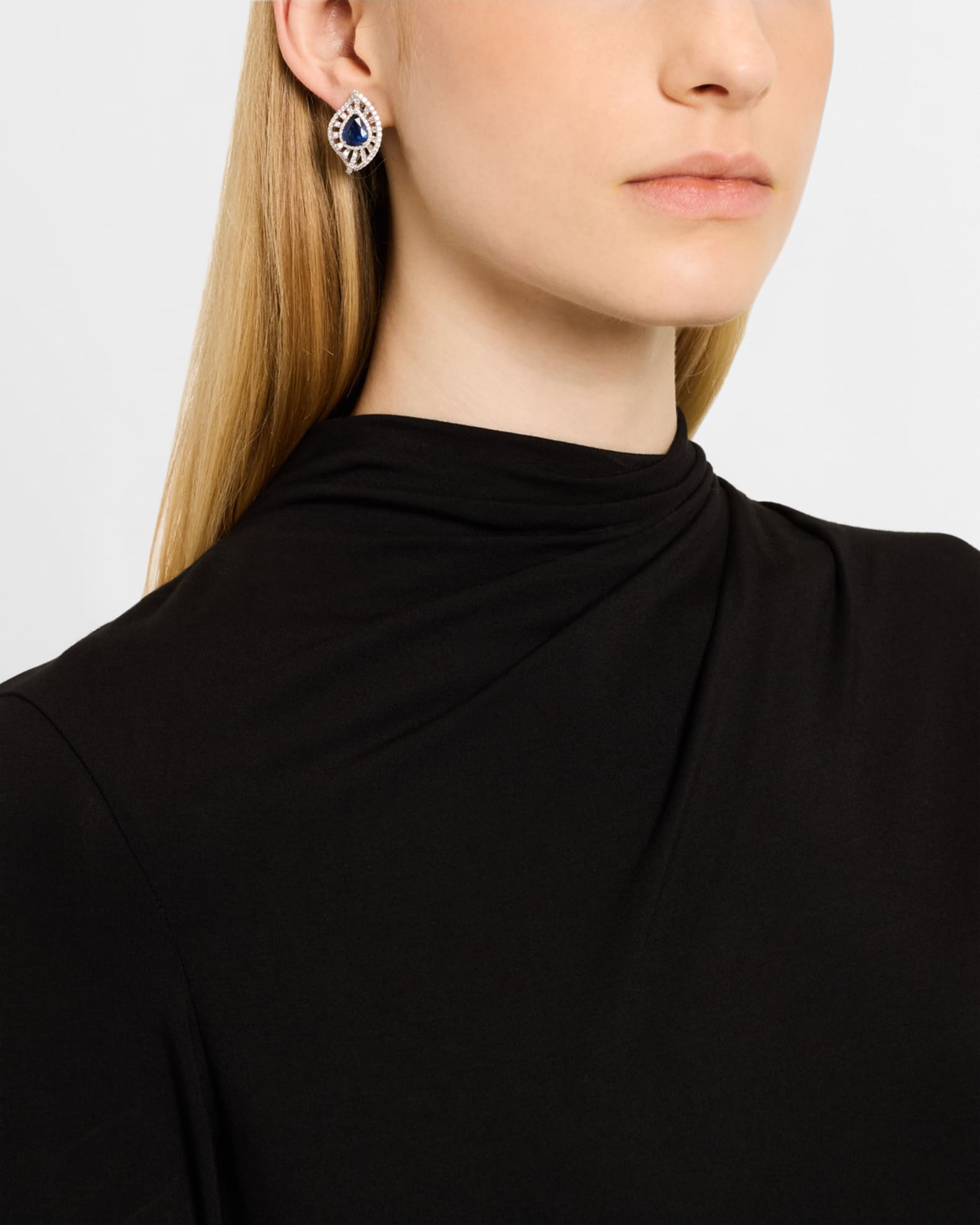 18K White Gold Sapphire and Diamond Earrings 1