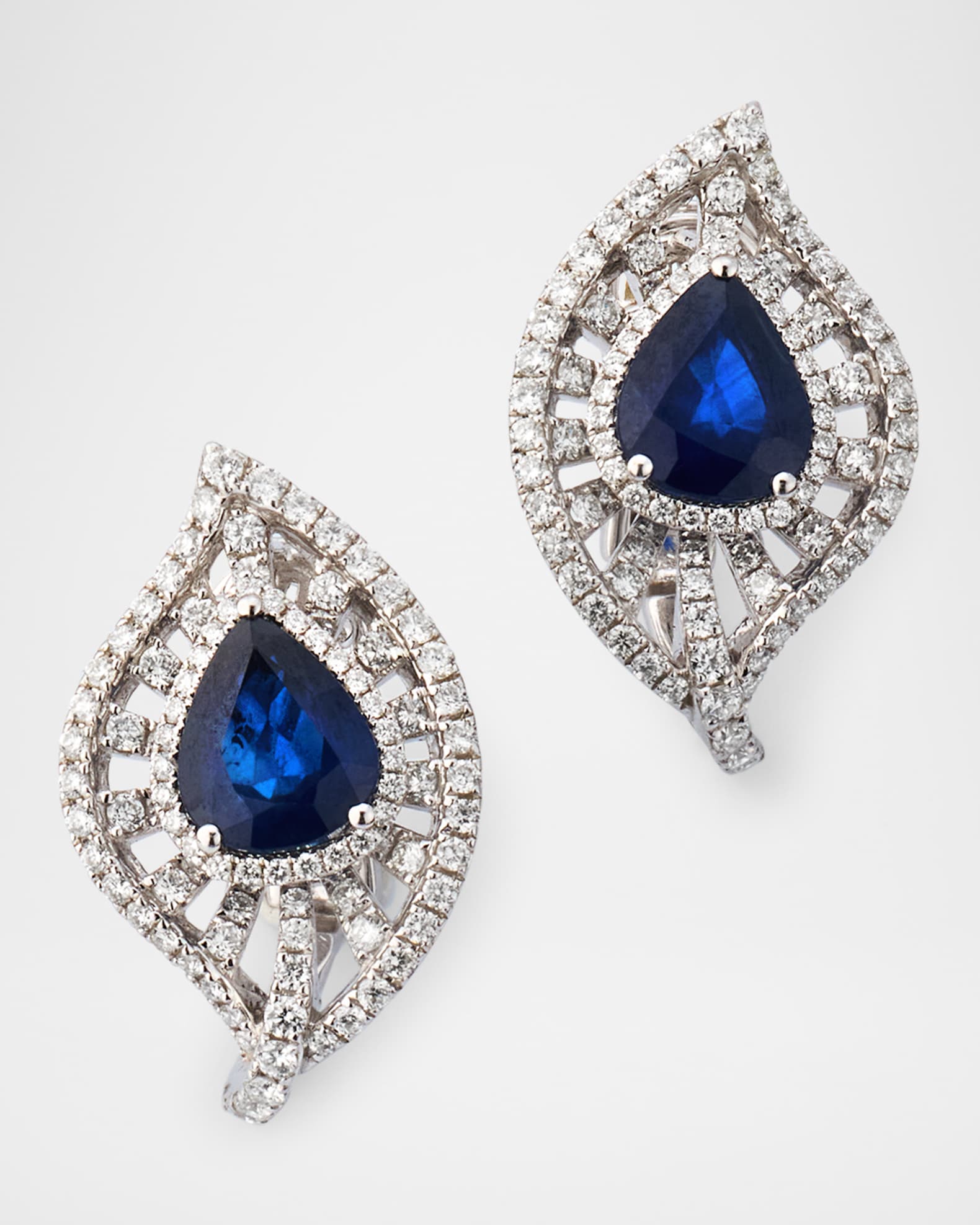 18K White Gold Sapphire and Diamond Earrings 0