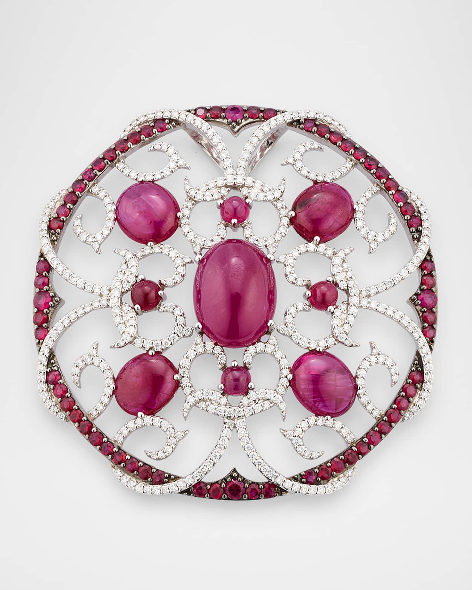 18K White Gold Ruby and Diamond Pendant 0