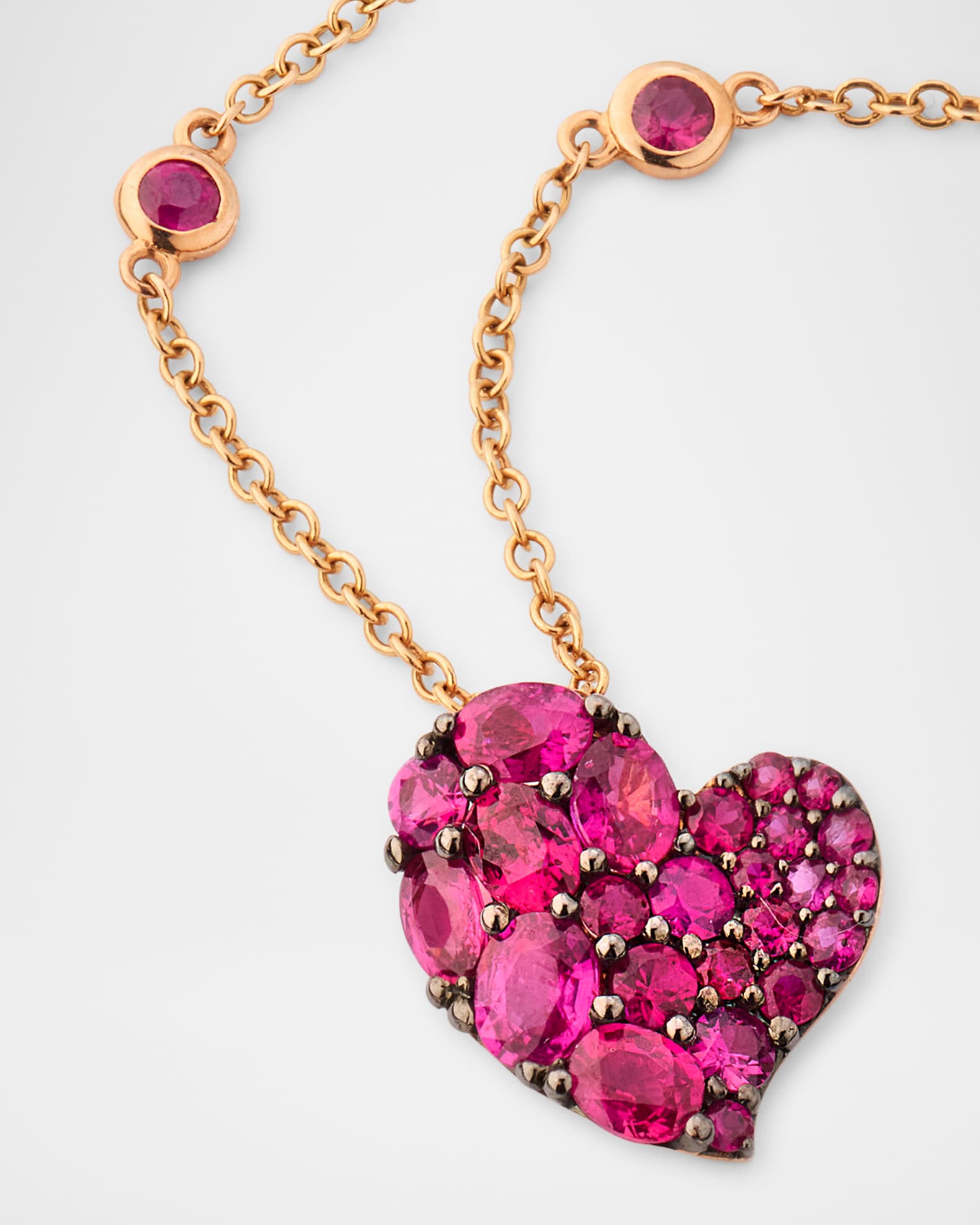 18K Rose Gold Small Heart Pink Sapphire Pendant 1