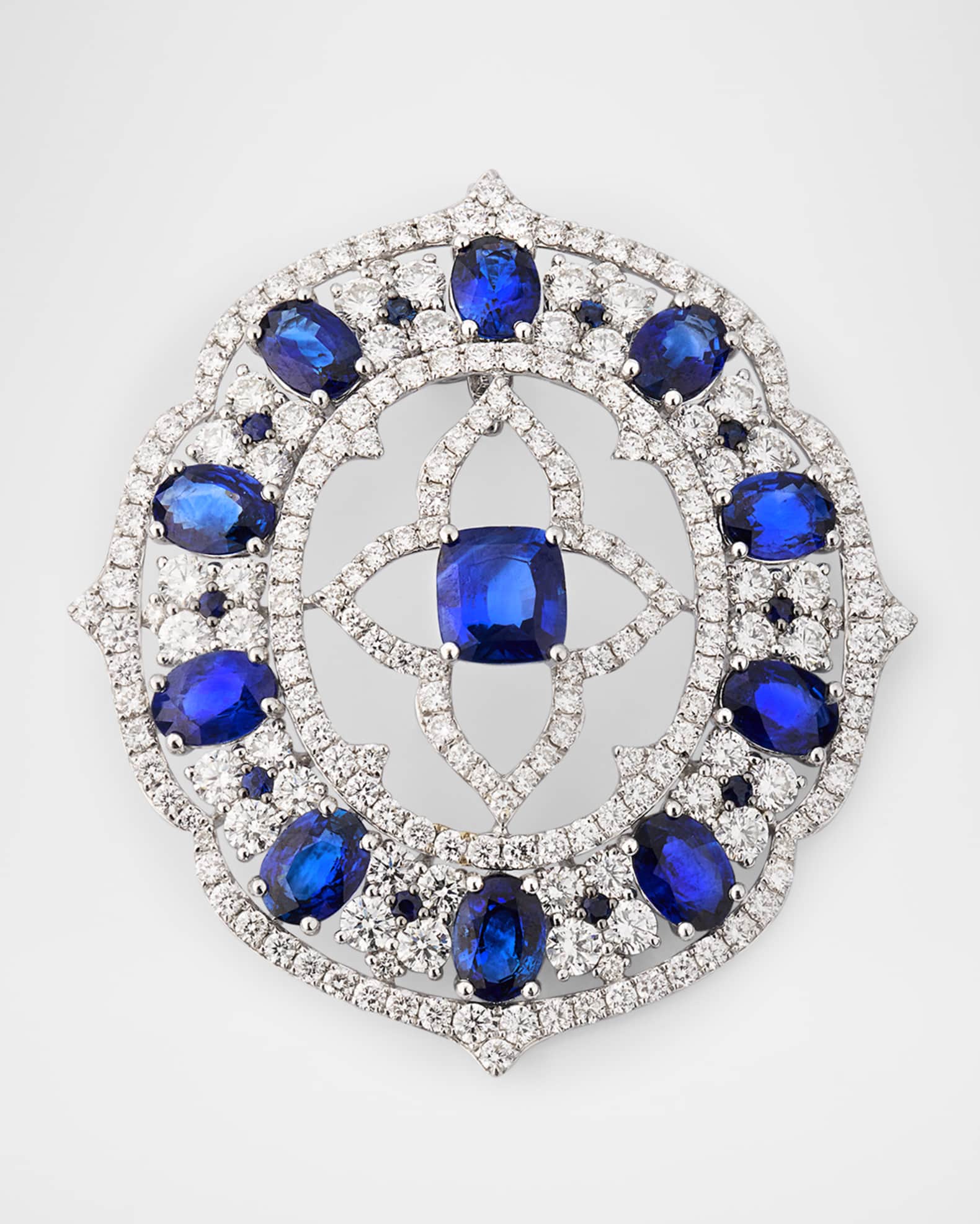 18K White Gold Blue Sapphire and Diamond Couture Pendant  0